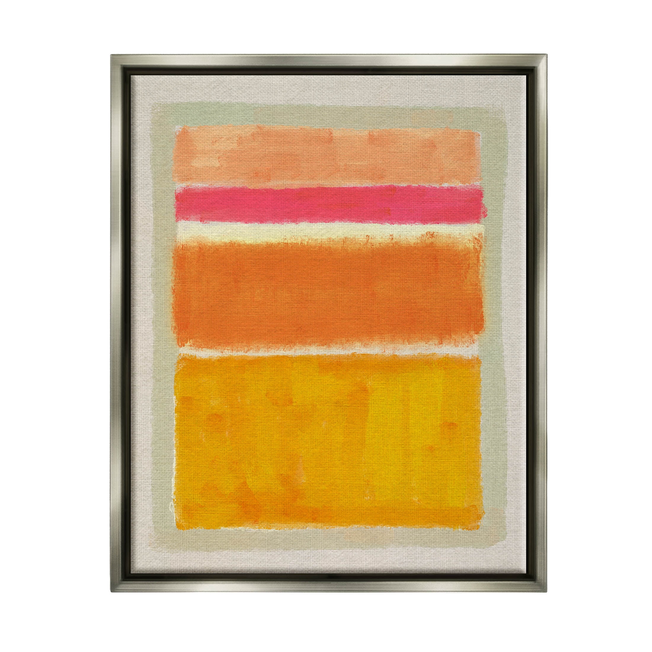 Stupell Industries Varied Orange Stripes Arrangement Painting Luster Gray Floating Framed Canvas Print Wall Art, Design by Victoria Barnes
