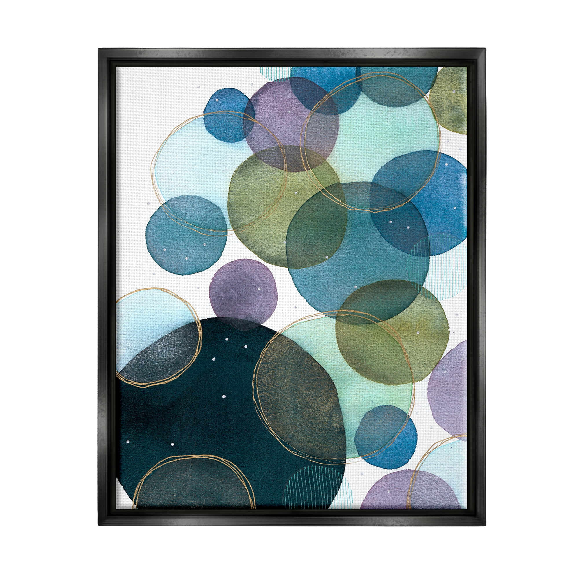 Stupell Industries Varied Overlapping Circles Abstract Painting Black Floater Framed Art Print Wall Art, 25 x 31