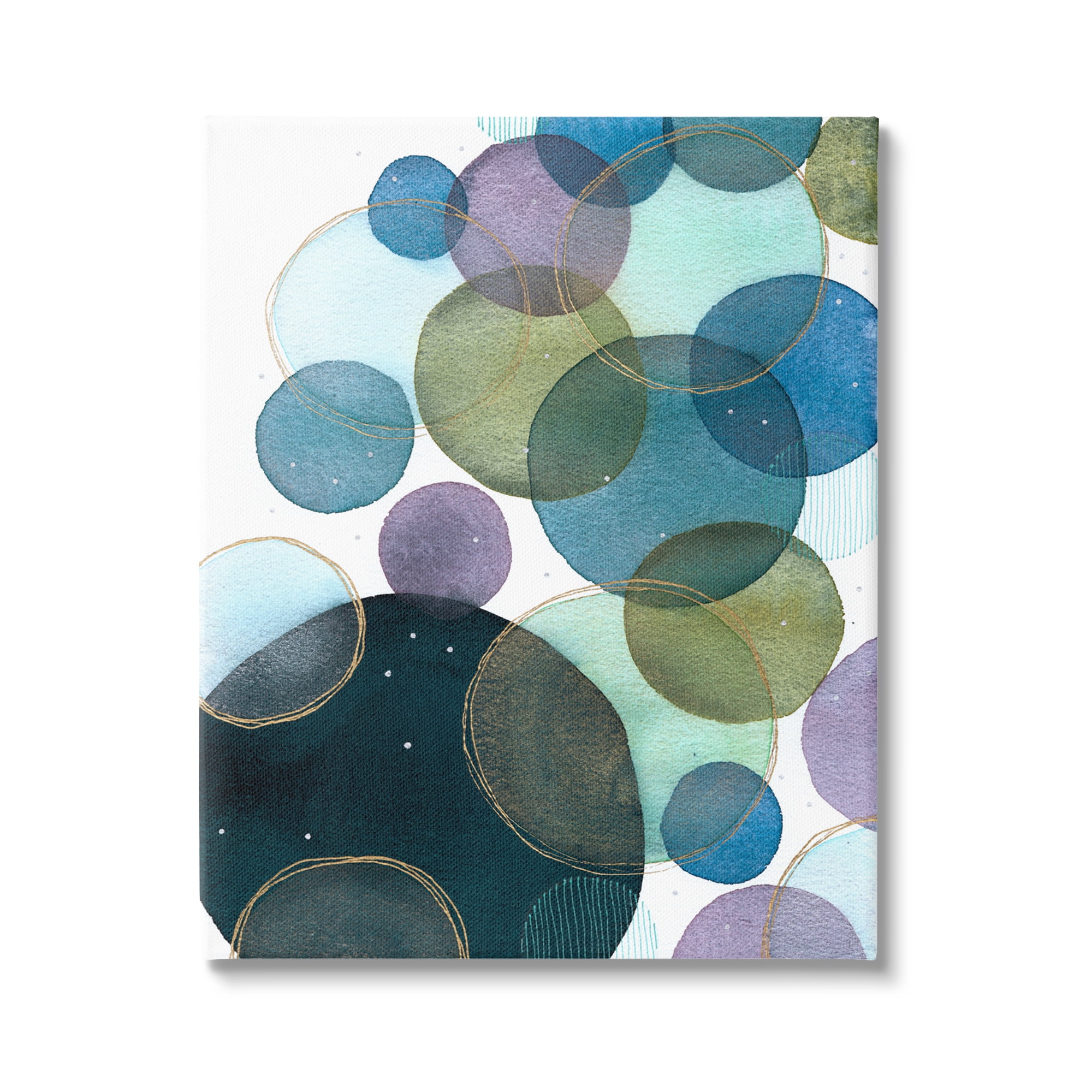 Stupell Industries Varied Overlapping Circles Abstract Painting Gallery Wrapped Canvas Print Wall Art, 24 x 30
