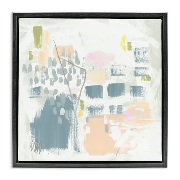 Stupell Industries Varied Pastel Patterns Abstract Painting Black Floater Framed Canvas Art Print Wall Art, 18 x 18