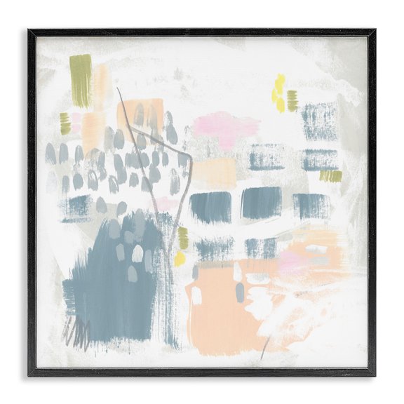 Stupell Industries Varied Pastel Patterns Abstract Painting Black Framed Art Print Wall Art, 17 x 17
