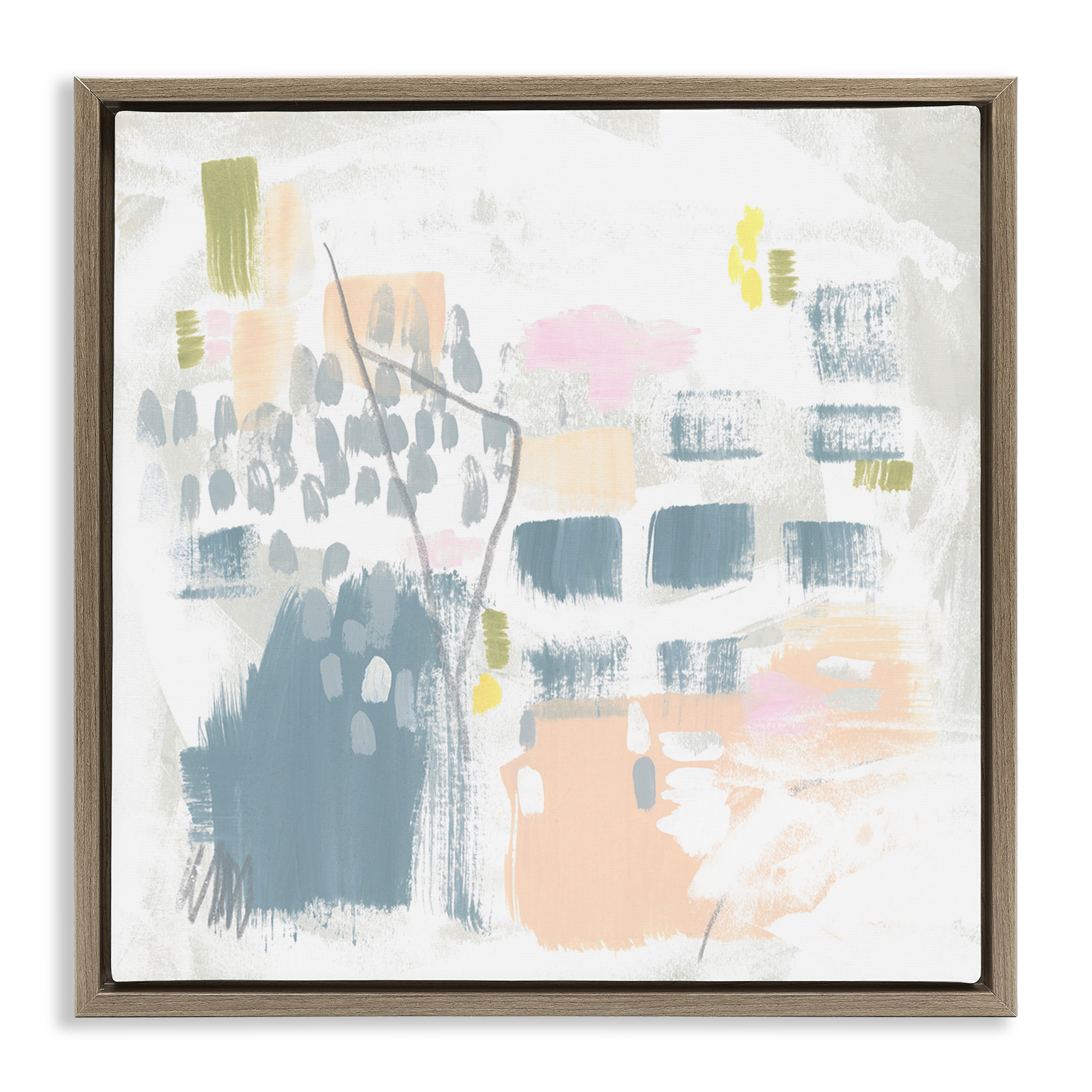 Stupell Industries Varied Pastel Patterns Abstract Painting Brown Floater Framed Canvas Art Print Wall Art, 25 x 25