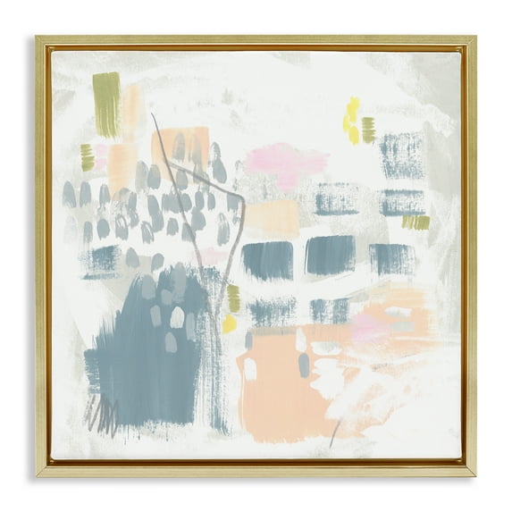 Stupell Industries Varied Pastel Patterns Abstract Painting Gold Floater Framed Canvas Art Print Wall Art, 25 x 25