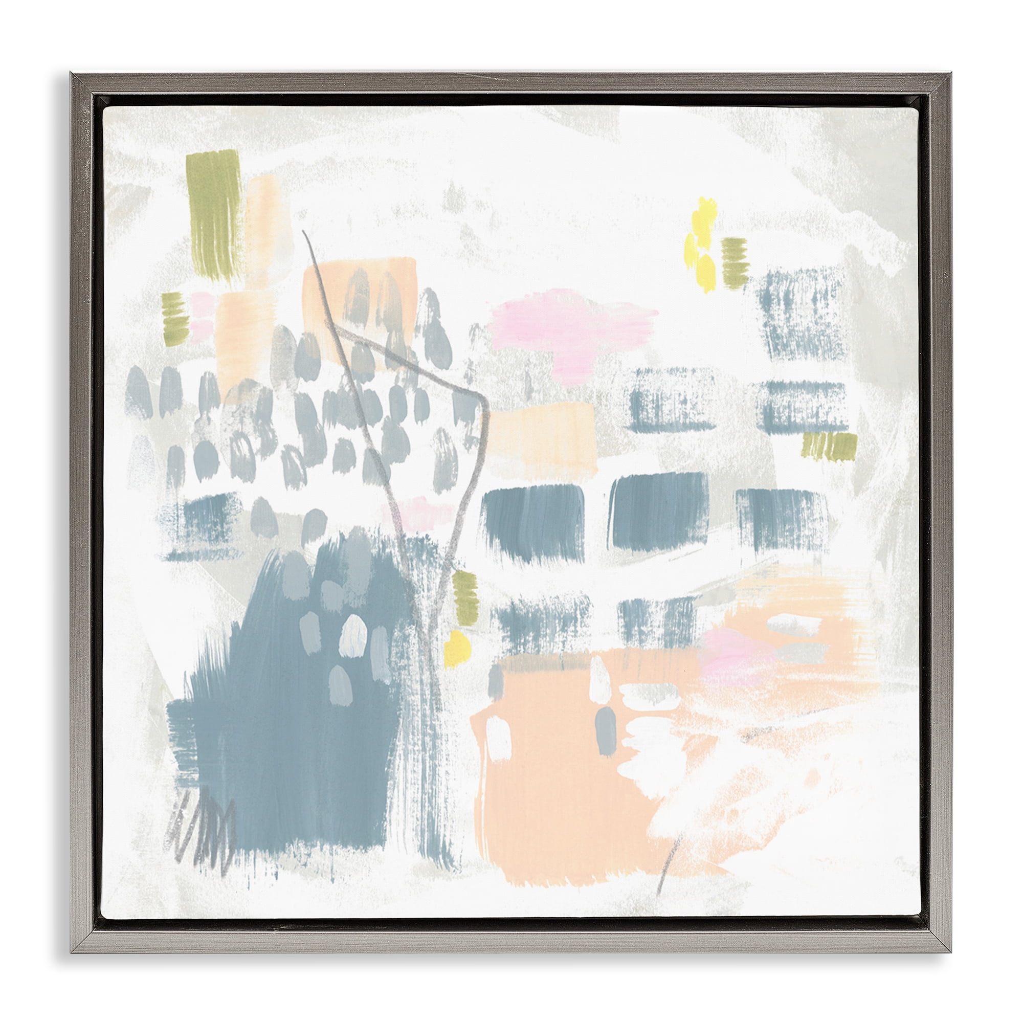 Stupell Industries Varied Pastel Patterns Abstract Painting Gray Floater Framed Canvas Art Print Wall Art, 18 x 18