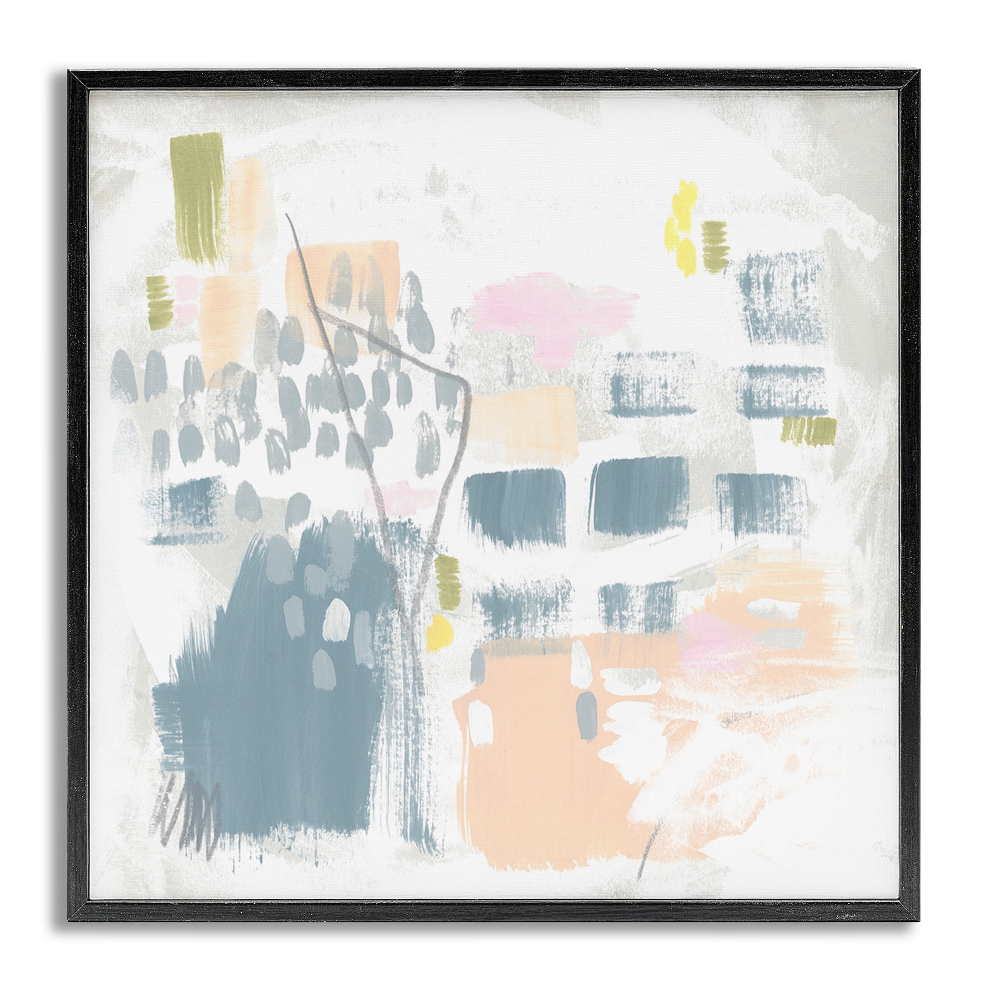 Stupell Industries Varied Pastel Patterns Abstract Painting Gray Framed Art Print Wall Art, 24 x 24