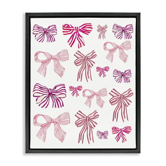 Stupell Industries Varied Pink Bows Beauty & Fashion Painting Black Floater Framed Art Print Wall Art, 17 x 21