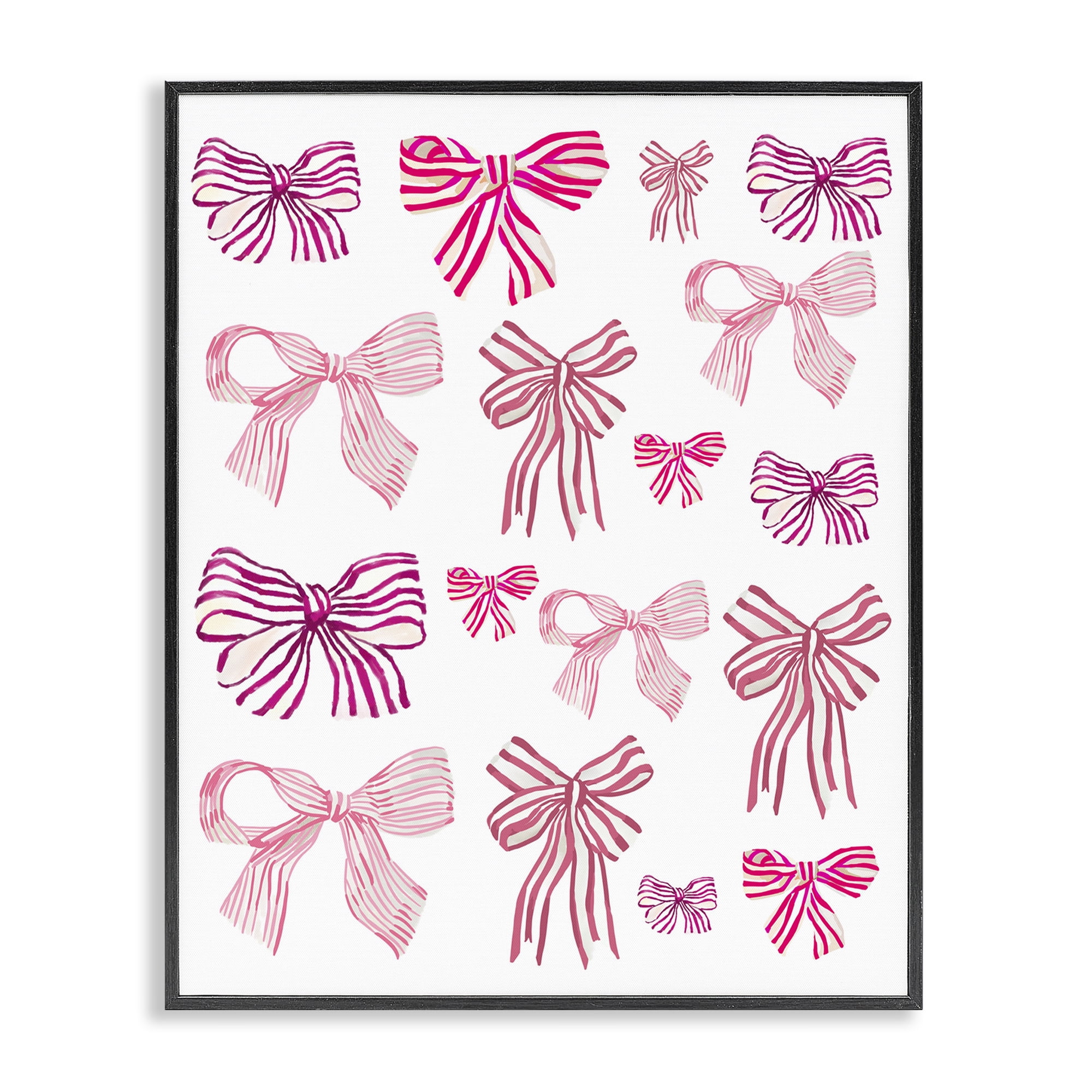 Stupell Industries Varied Pink Bows Beauty & Fashion Painting Black Framed Art Print Wall Art, 11 x 14