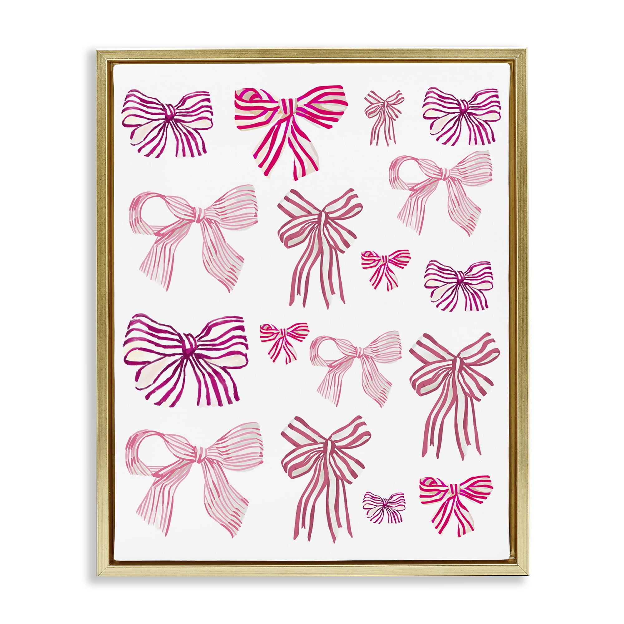 Stupell Industries Varied Pink Bows Beauty & Fashion Painting Gold Floater Framed Art Print Wall Art, 25 x 31