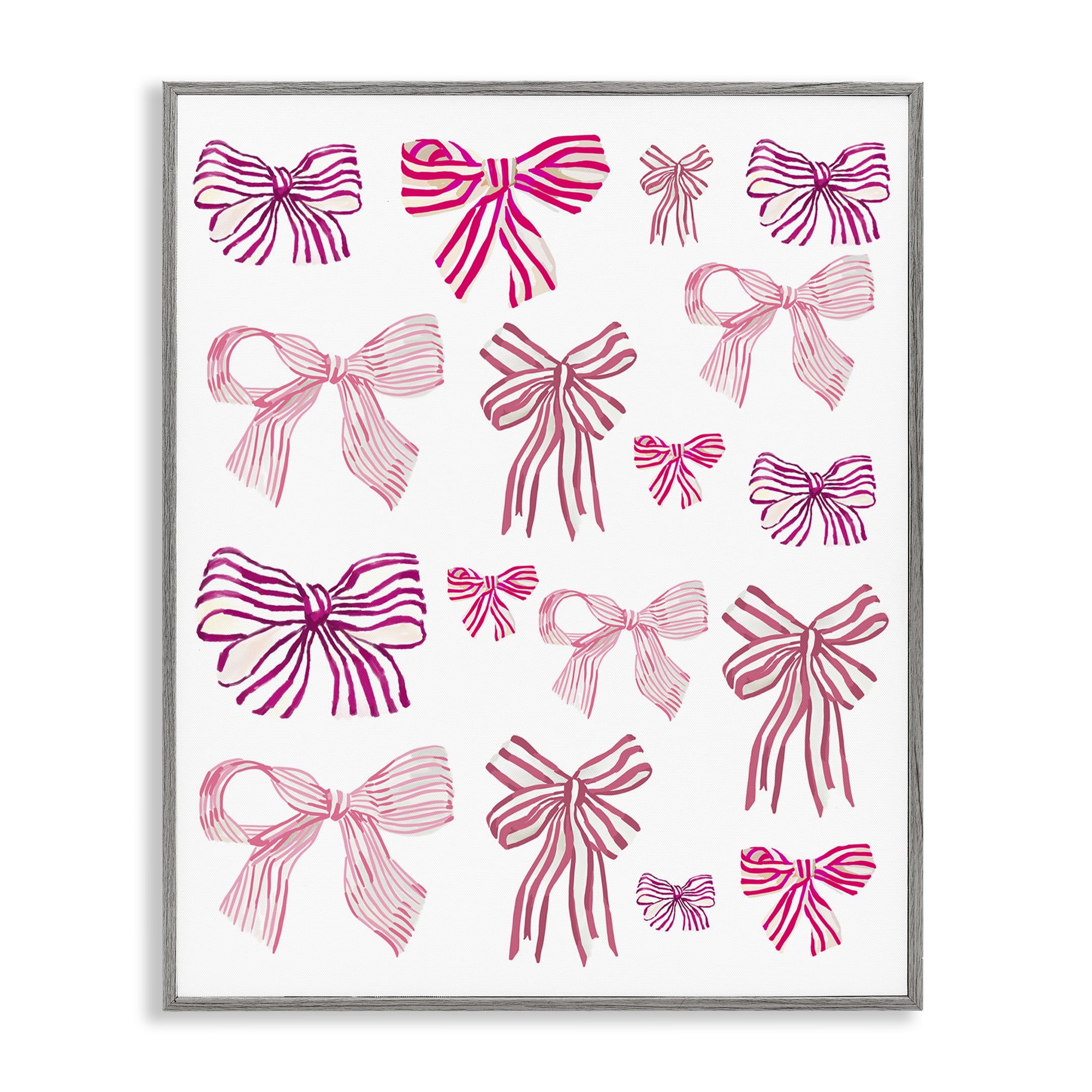 Stupell Industries Varied Pink Bows Beauty & Fashion Painting Gray Framed Art Print Wall Art, 24 x 30