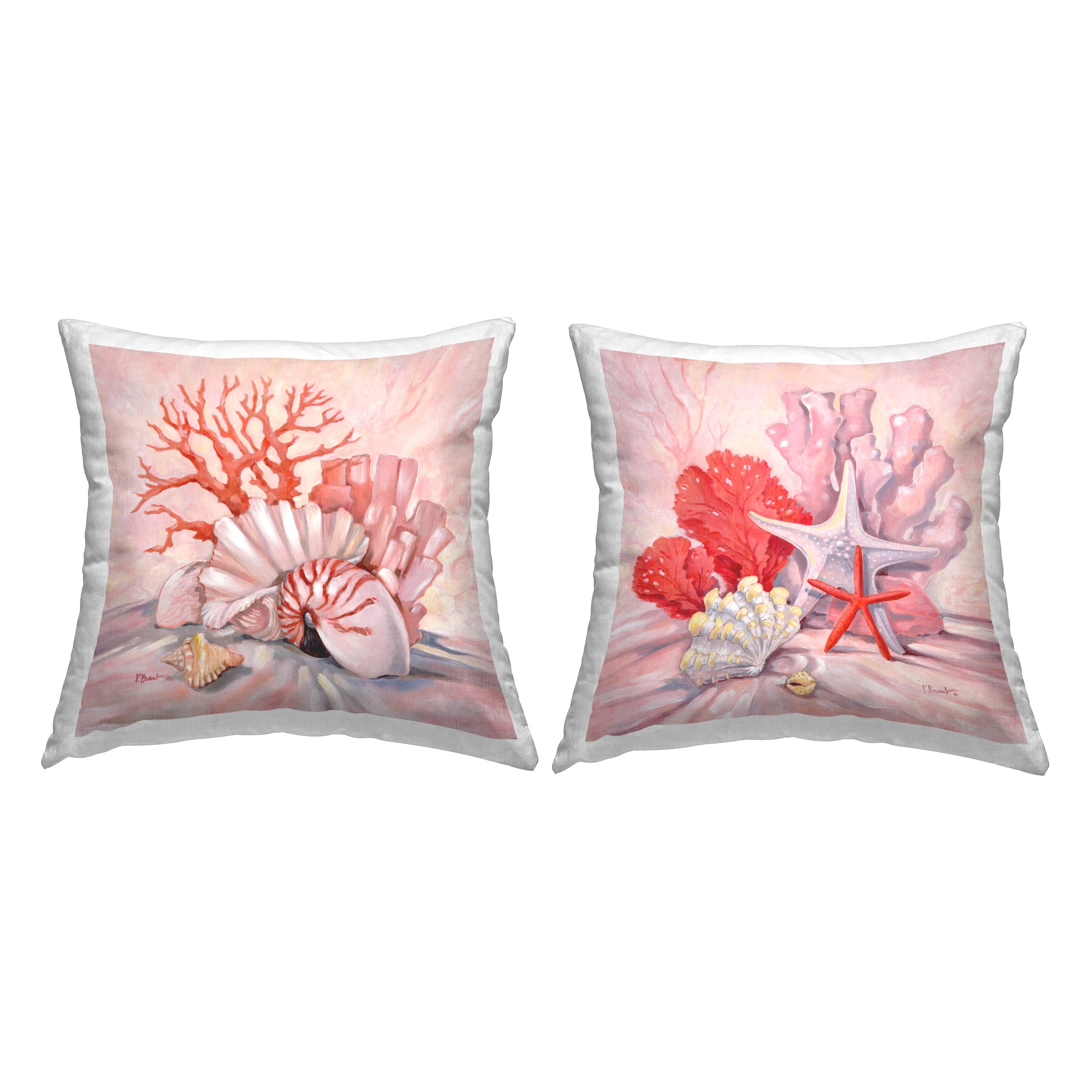 Stupell Industries Varied Pink Ocean Sea Life Starfish Design by Paul Brent Throw Pillow (set of 2)