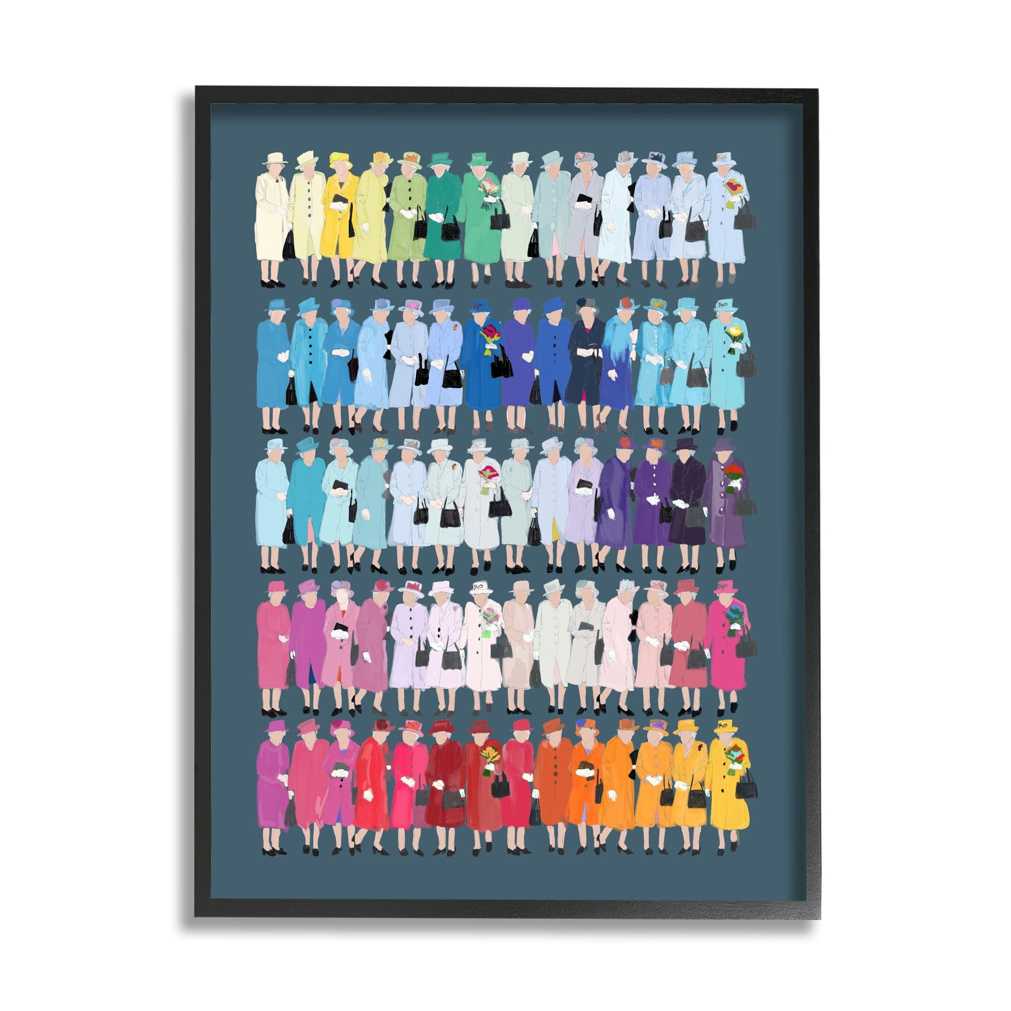Stupell Industries Varied Pop Style Royal Queen Fashion Rainbow Graphic Art Black Framed Art Print Wall Art, Design by Amelia Noyes