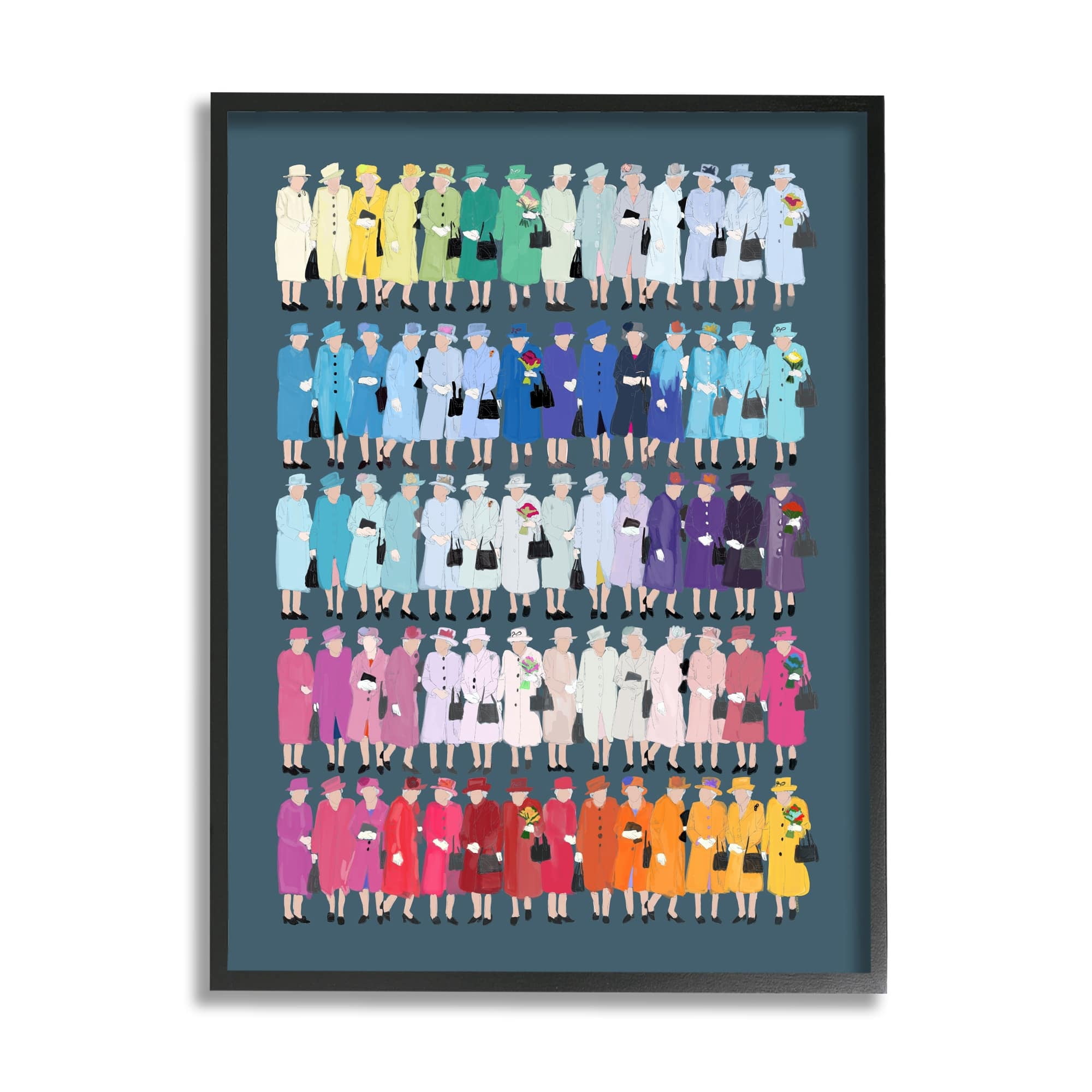 Stupell Industries Varied Pop Style Royal Queen Fashion Rainbow Graphic Art Black Framed Art Print Wall Art, Design by Amelia Noyes