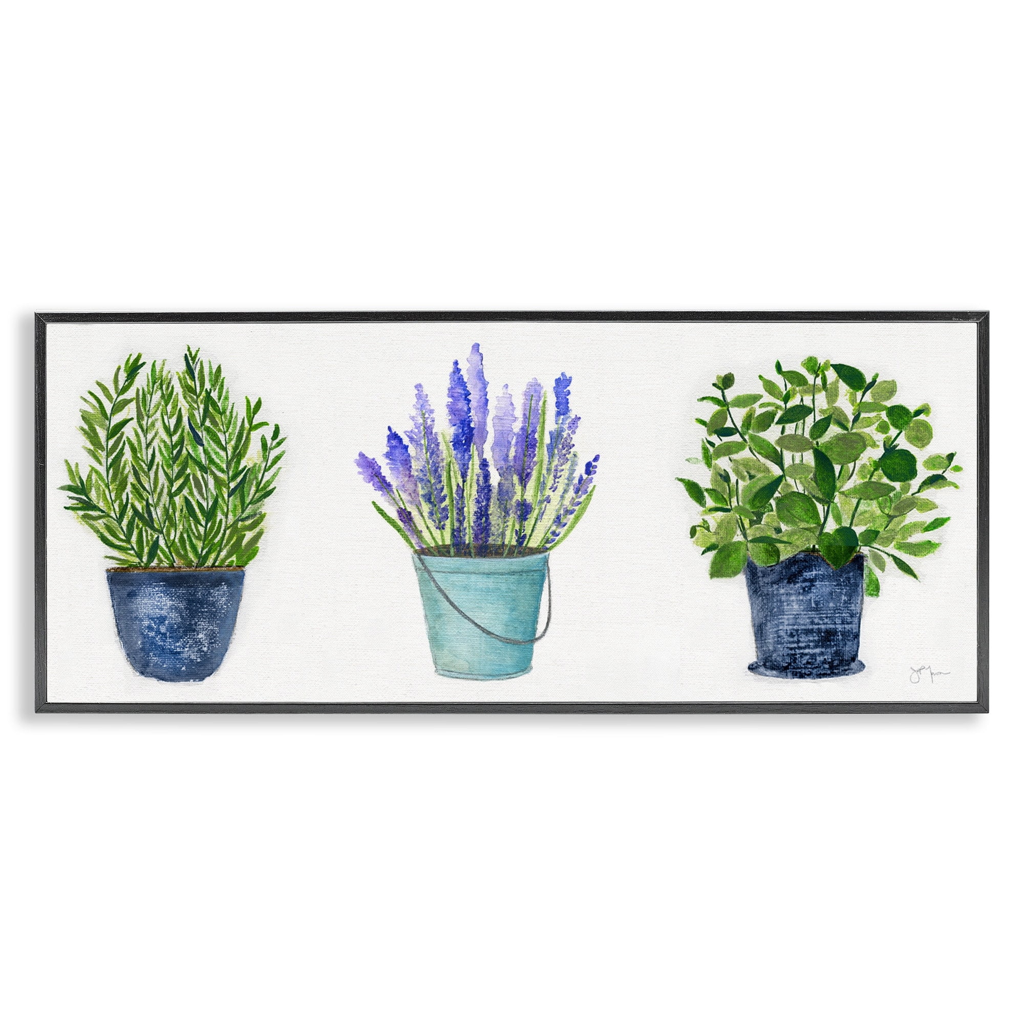 Stupell Industries Varied Potted Plants Herbs Country Botanical Farmhouse Painting White Framed Art Print Wall Art, Design by Janet Tava