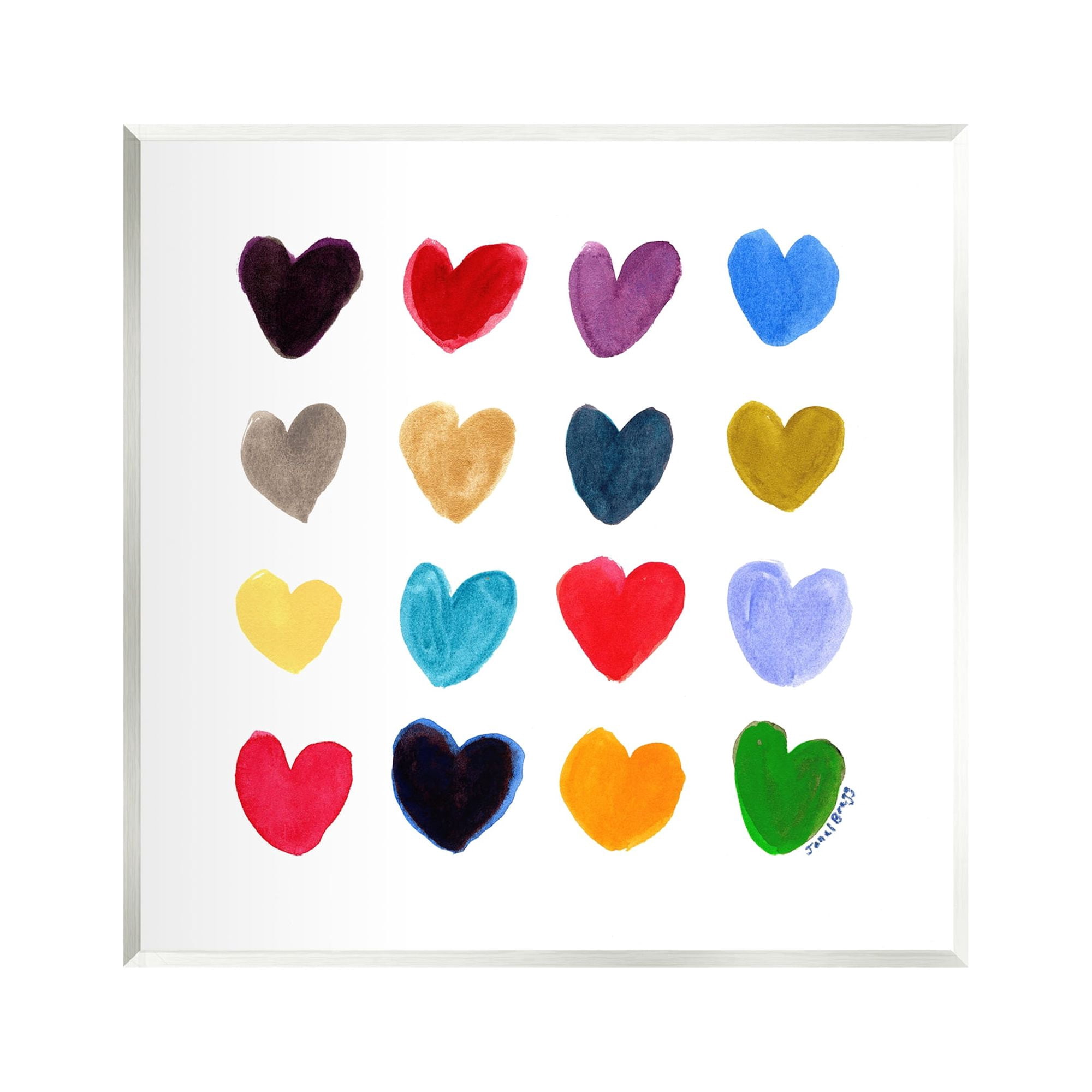 Stupell Industries Varied Rainbow Hearts Abstract Painting Unframed Art Print Wall Art, 12 x 12