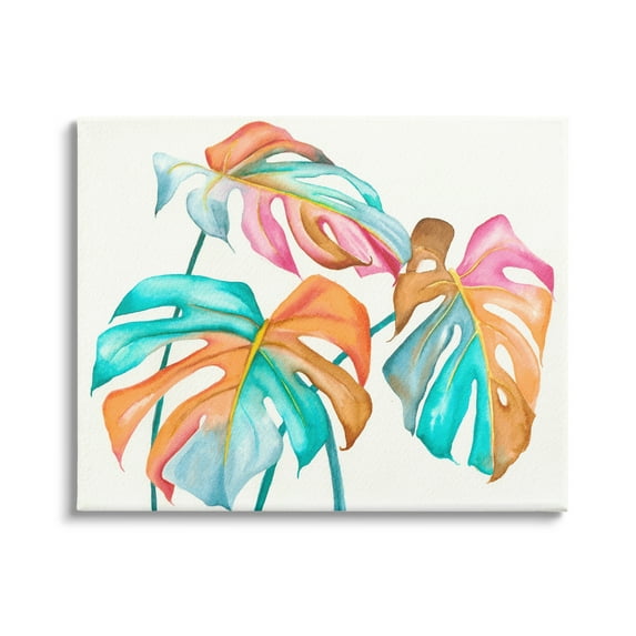 Stupell Industries Varied Rainbow Monstera House Plant Leaves Stems Painting Gallery Wrapped Canvas Print Wall Art, Design by Elvira Errico