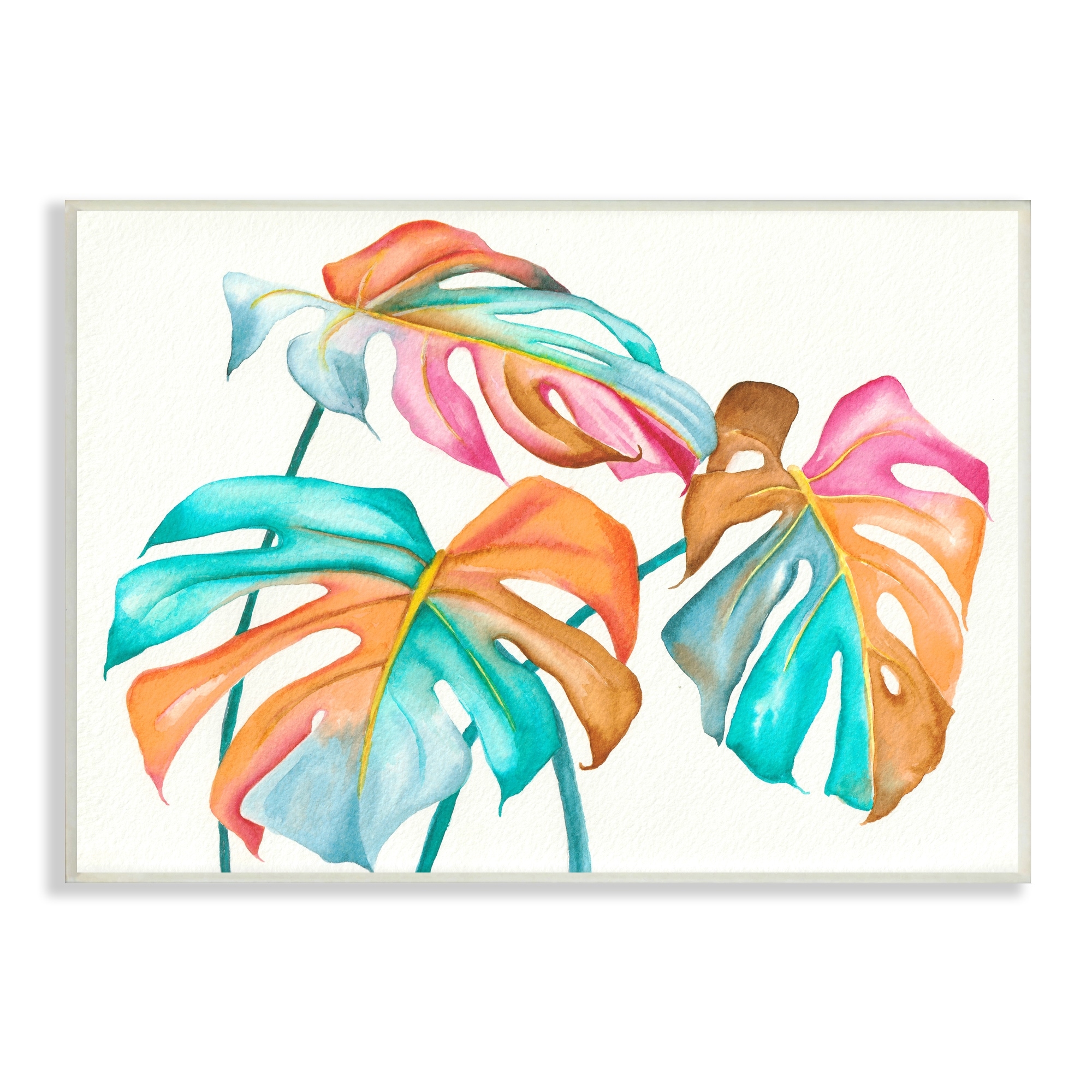 Stupell Industries Varied Rainbow Monstera House Plant Leaves Stems Painting Unframed Art Print Wall Art, Design by Elvira Errico