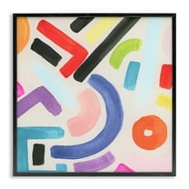 Stupell Industries Varied Retro Shapes Abstract Painting Black Framed Art Print Wall Art, 12 x 12