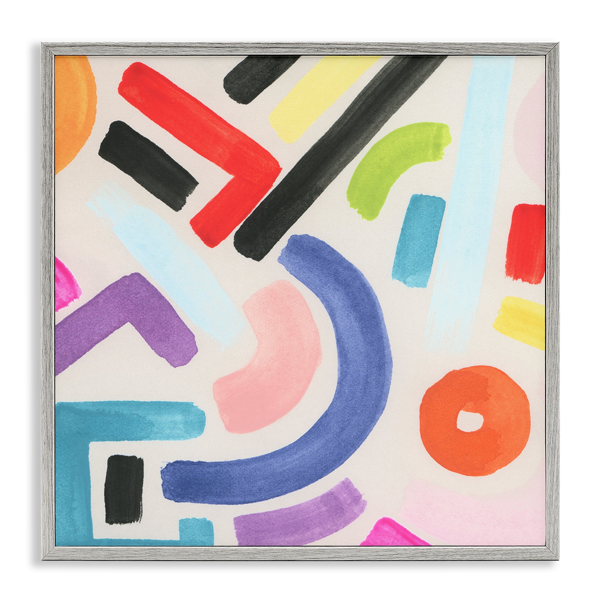 Stupell Industries Varied Retro Shapes Abstract Painting Gray Framed Art Print Wall Art, 12 x 12