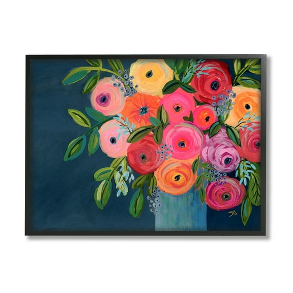 Stupell Industries Varied Roses Bouquet Painting Botanical & Floral Painting Black Framed Art Print Wall Art