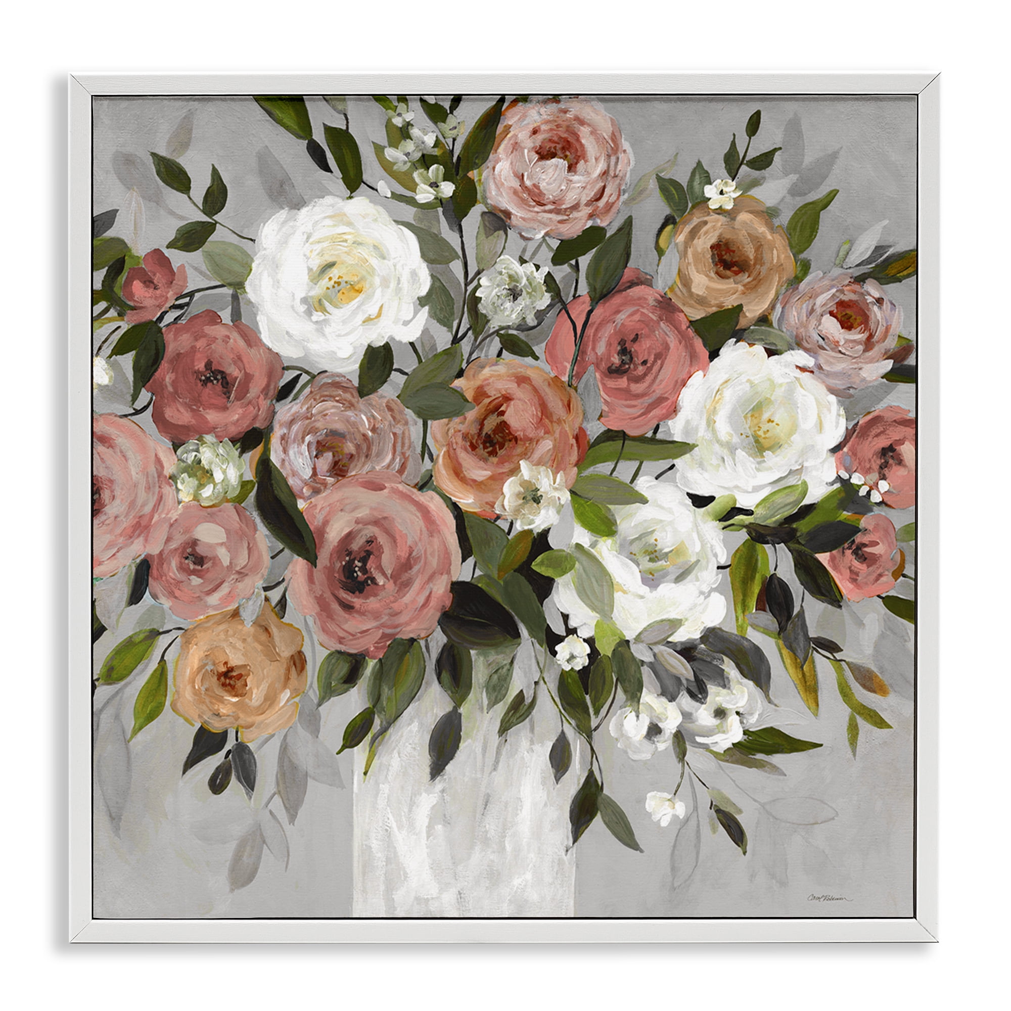 Stupell Industries Varied Roses Bouquet Plants & Flowers Painting White Framed Art Print Wall Art, 24 x 24