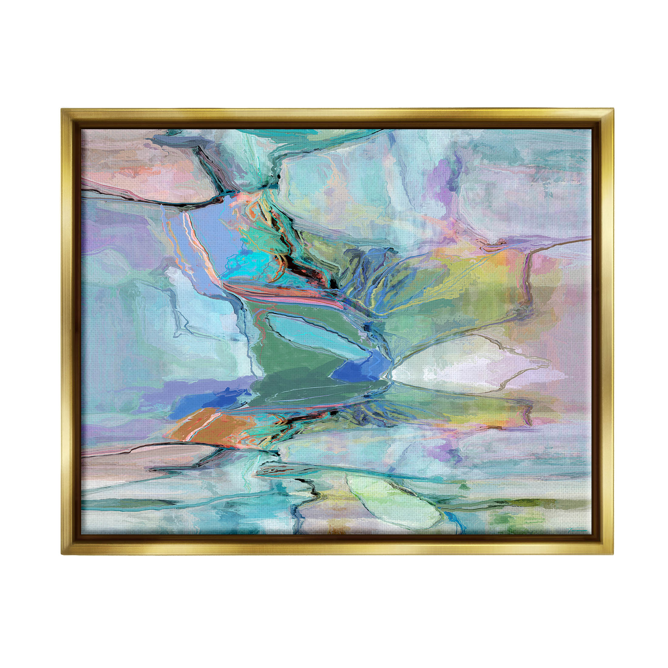 Stupell Industries Varied Round Modern Shapes Graphic Art Metallic Gold Floating Framed Canvas Print Wall Art, Design by Michael Tienhaara