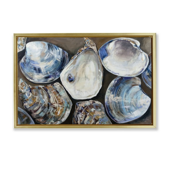 Stupell Industries Varied Seashell Shucks Animals & Insects Painting Gold Floater Framed Canvas Art Print Wall Art, 25 x 17