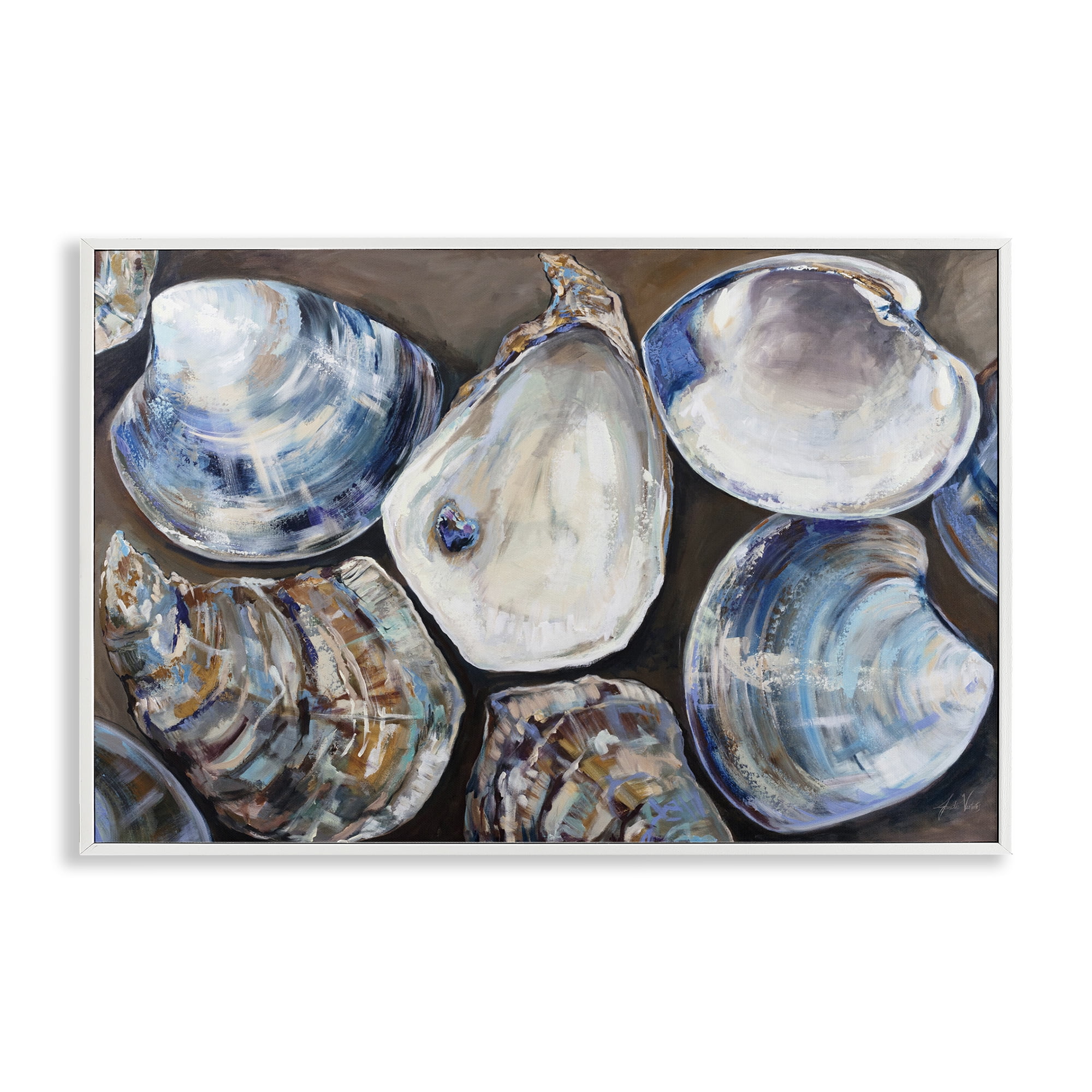 Stupell Industries Varied Seashell Shucks Animals & Insects Painting White Framed Art Print Wall Art, 30 x 20