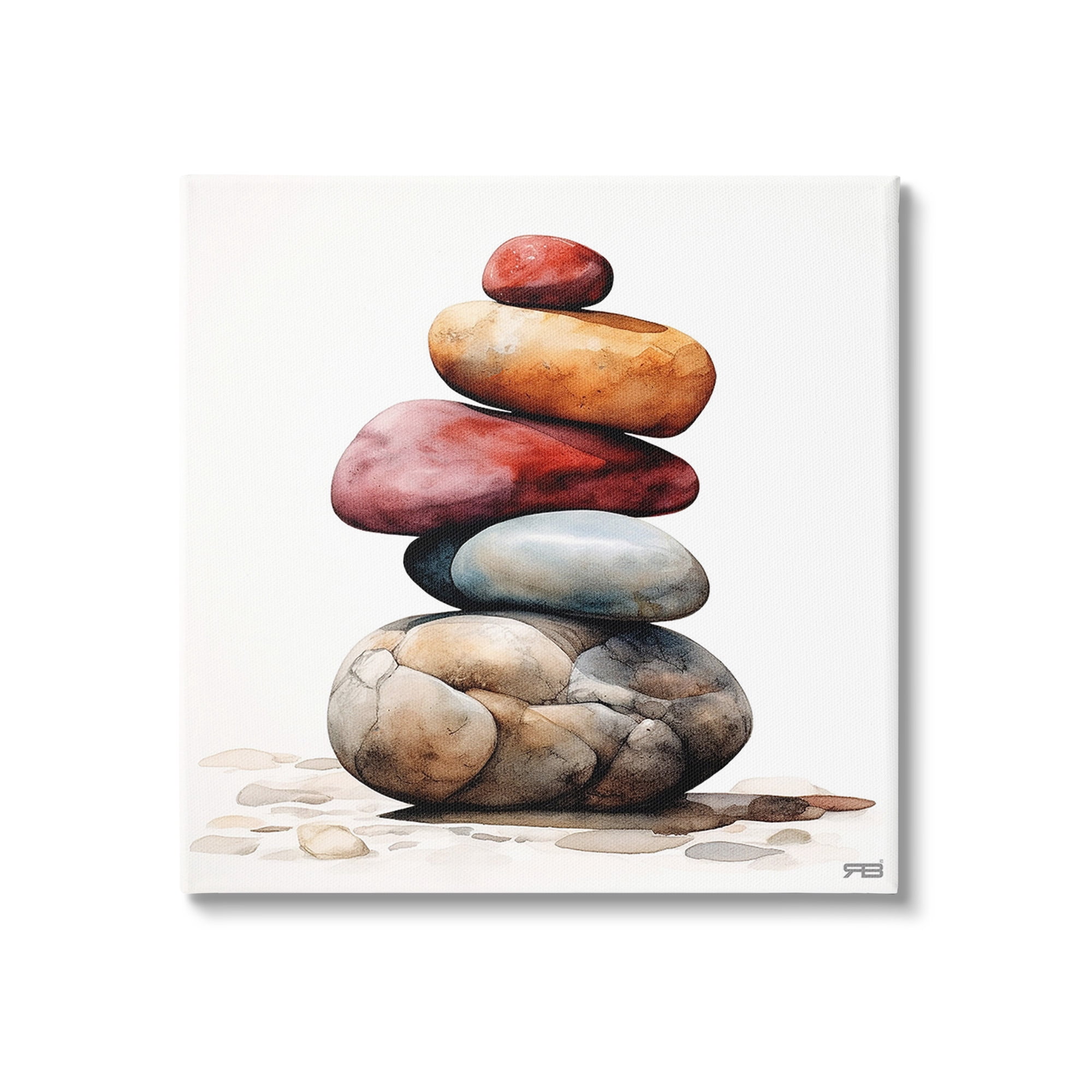 Stupell Industries Varied Stacked Rocks Landscape Painting Gallery Wrapped Canvas Art Print Wall Art, 24 x 24