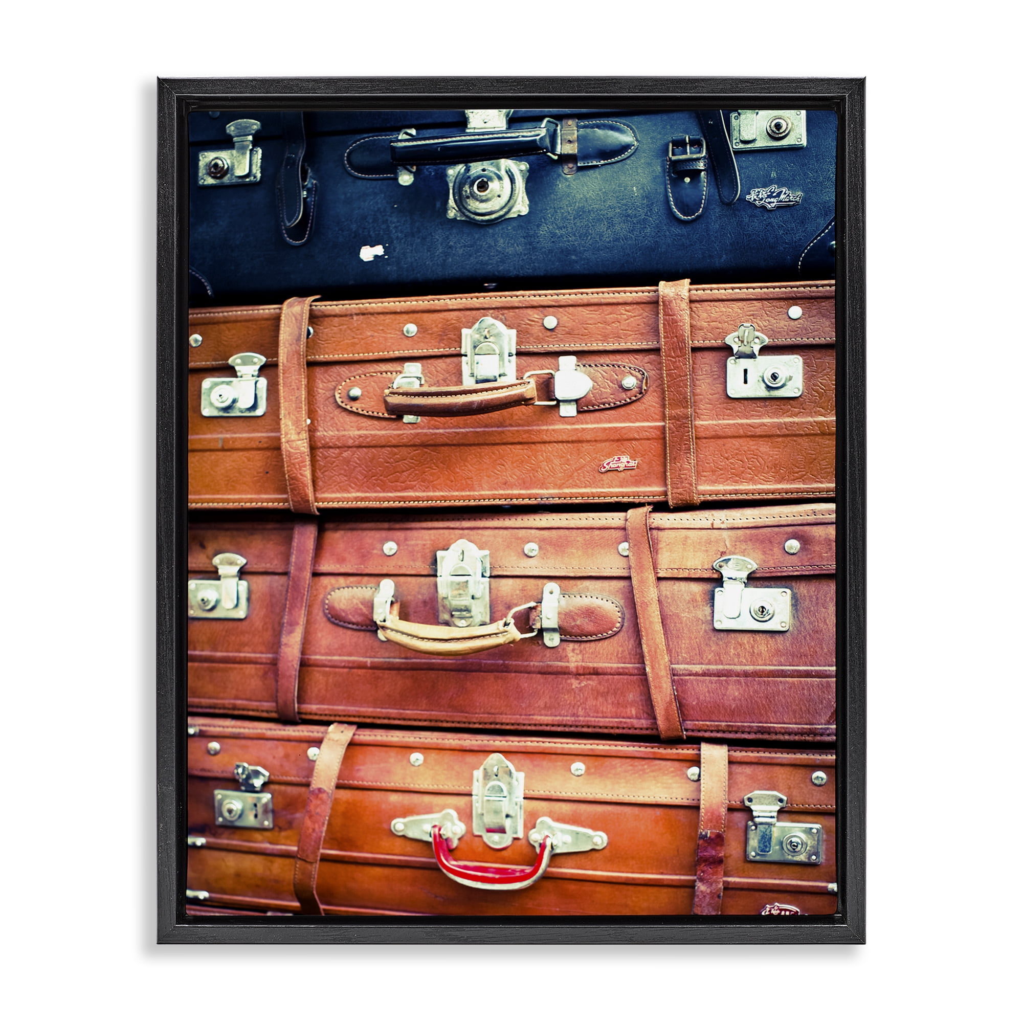 Stupell Industries Varied Stacked Suitcases Novelty Photography Black Floater Framed Art Print Wall Art, 25 x 31