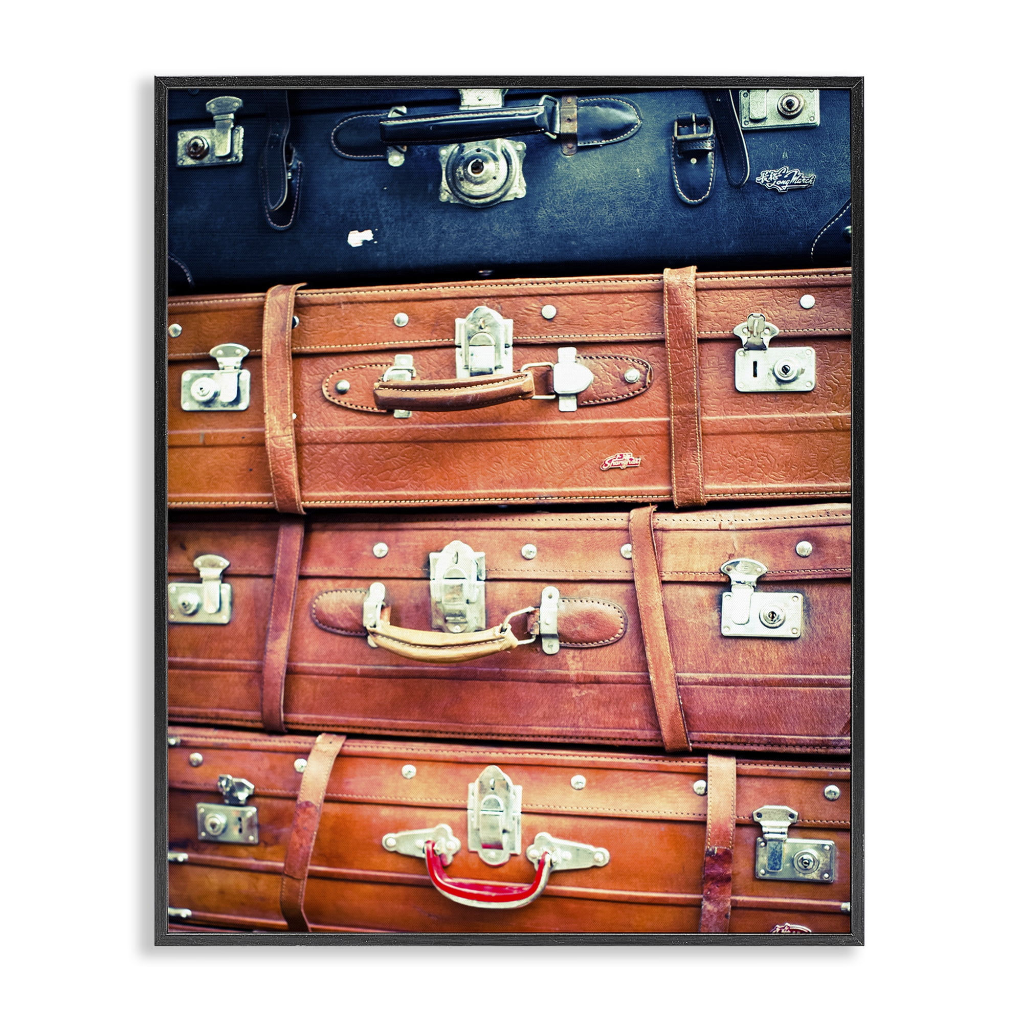 Stupell Industries Varied Stacked Suitcases Novelty Photography Black Framed Art Print Wall Art, 16 x 20