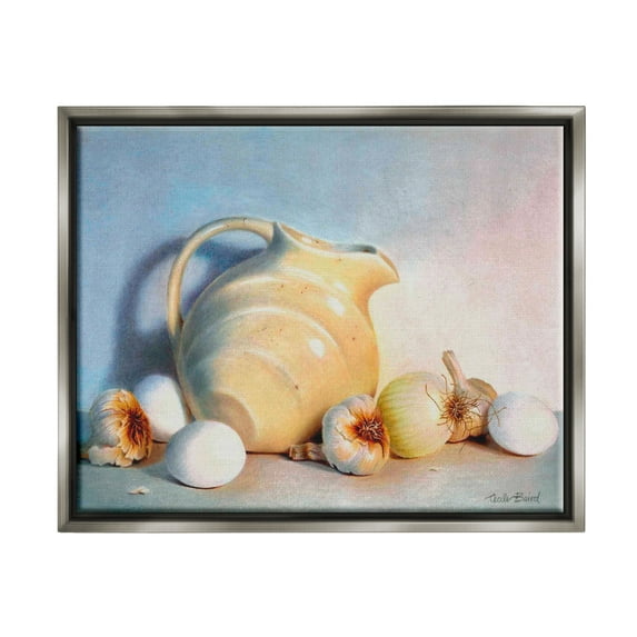 Stupell Industries Varied Vegetables Scattered Traditional Still Life Vase Painting Luster Gray Floating Framed Canvas Print Wall Art, Design by Cecile Baird