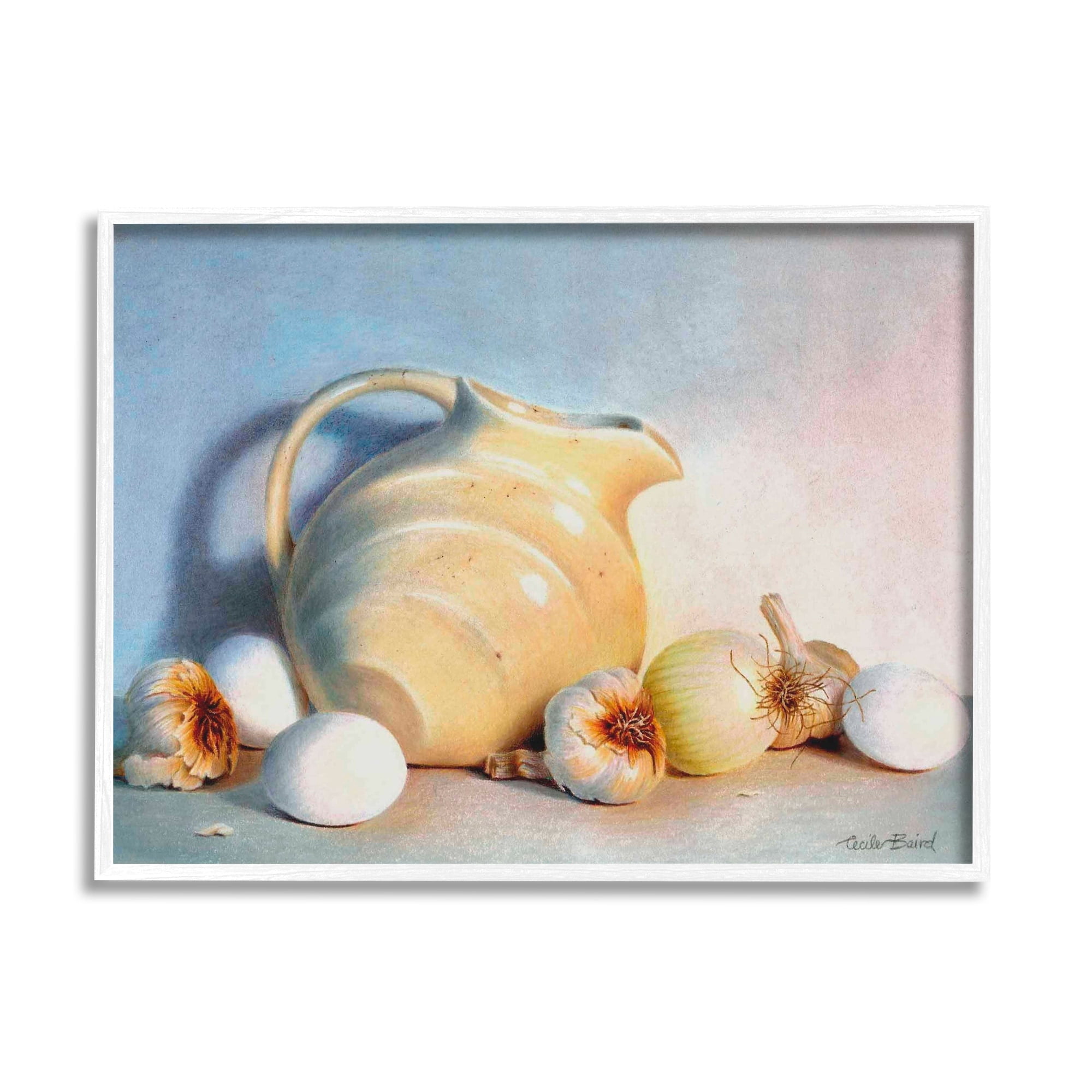 Stupell Industries Varied Vegetables Scattered Traditional Still Life Vase Painting White Framed Art Print Wall Art, Design by Cecile Baird