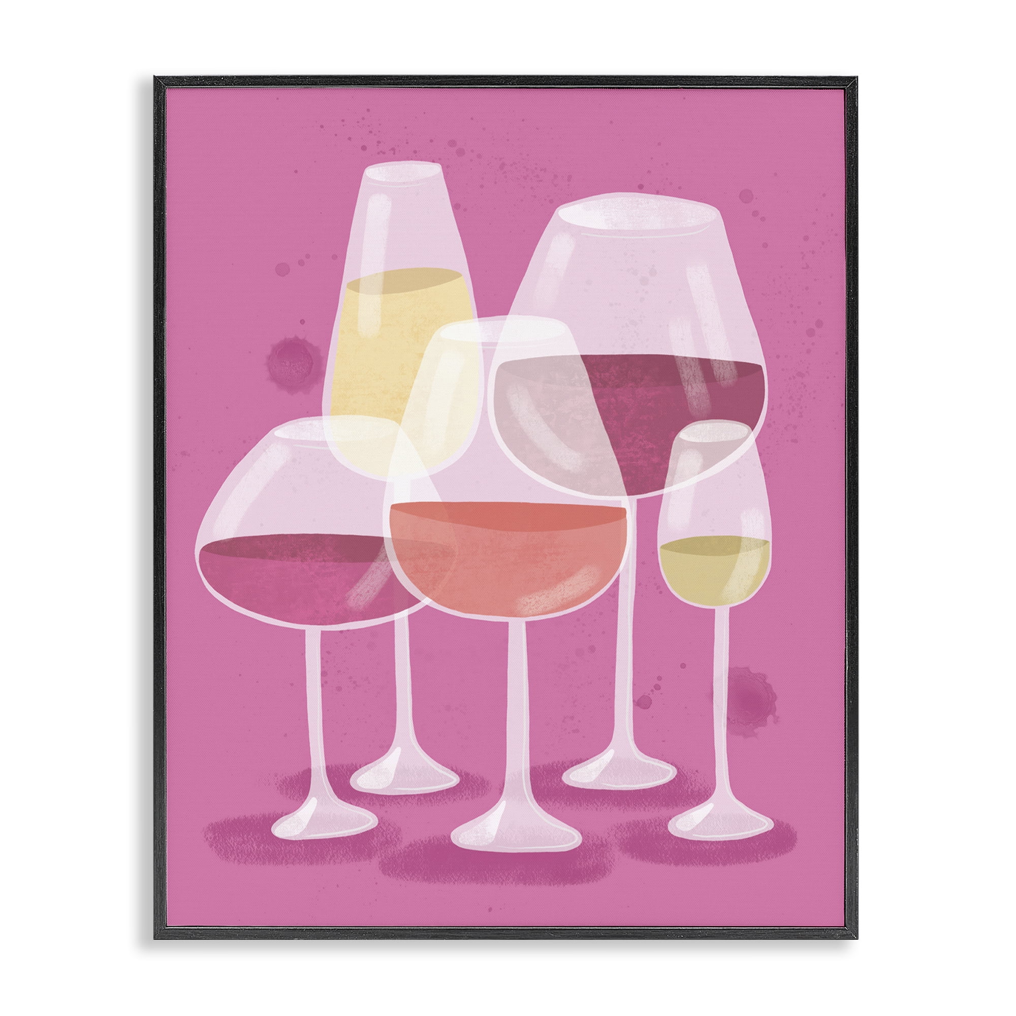 Stupell Industries Varied Wine Glasses Food & Beverage Painting Black Framed Art Print Wall Art, 24 x 30