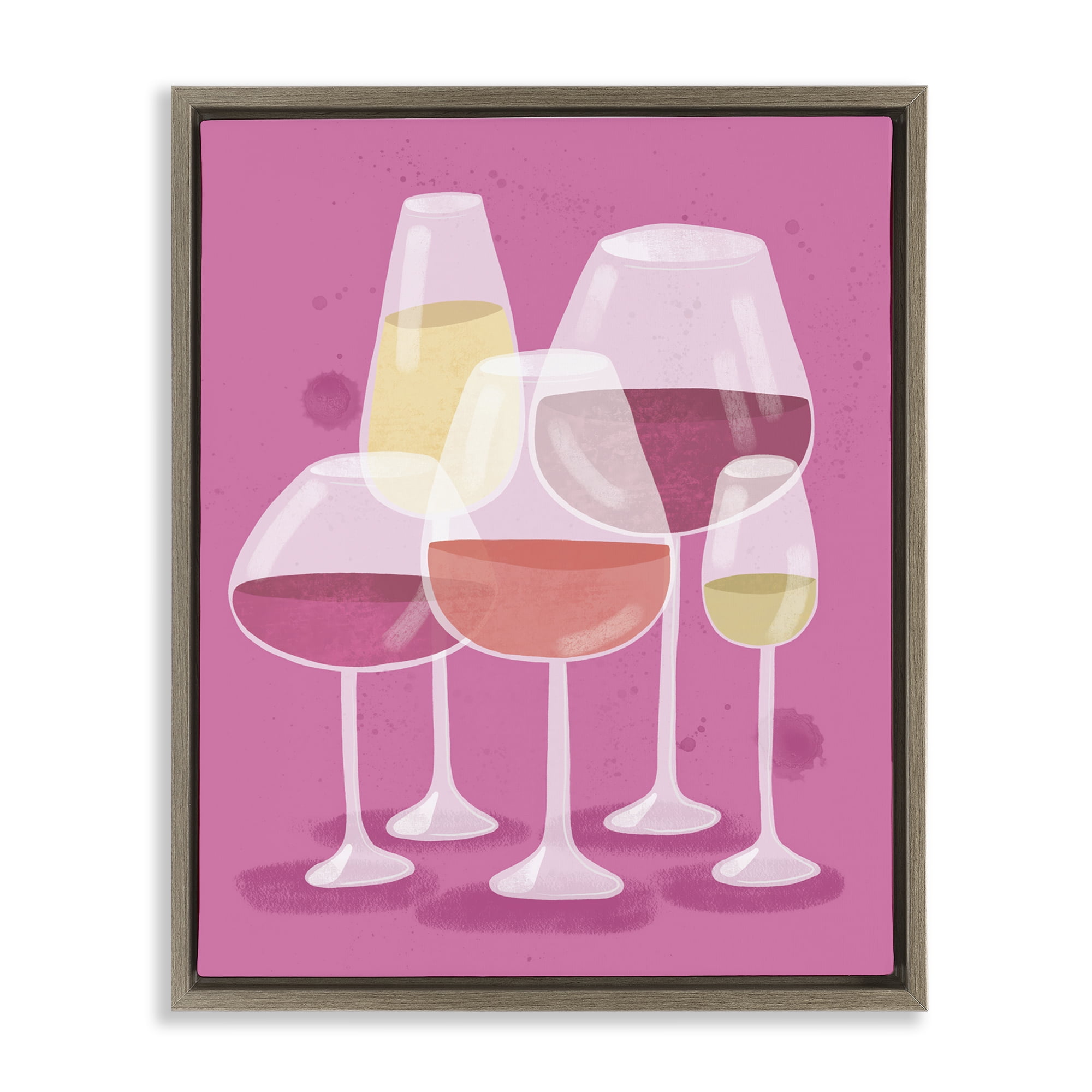 Stupell Industries Varied Wine Glasses Food & Beverage Painting Brown Floater Framed Canvas Art Print Wall Art, 17 x 21