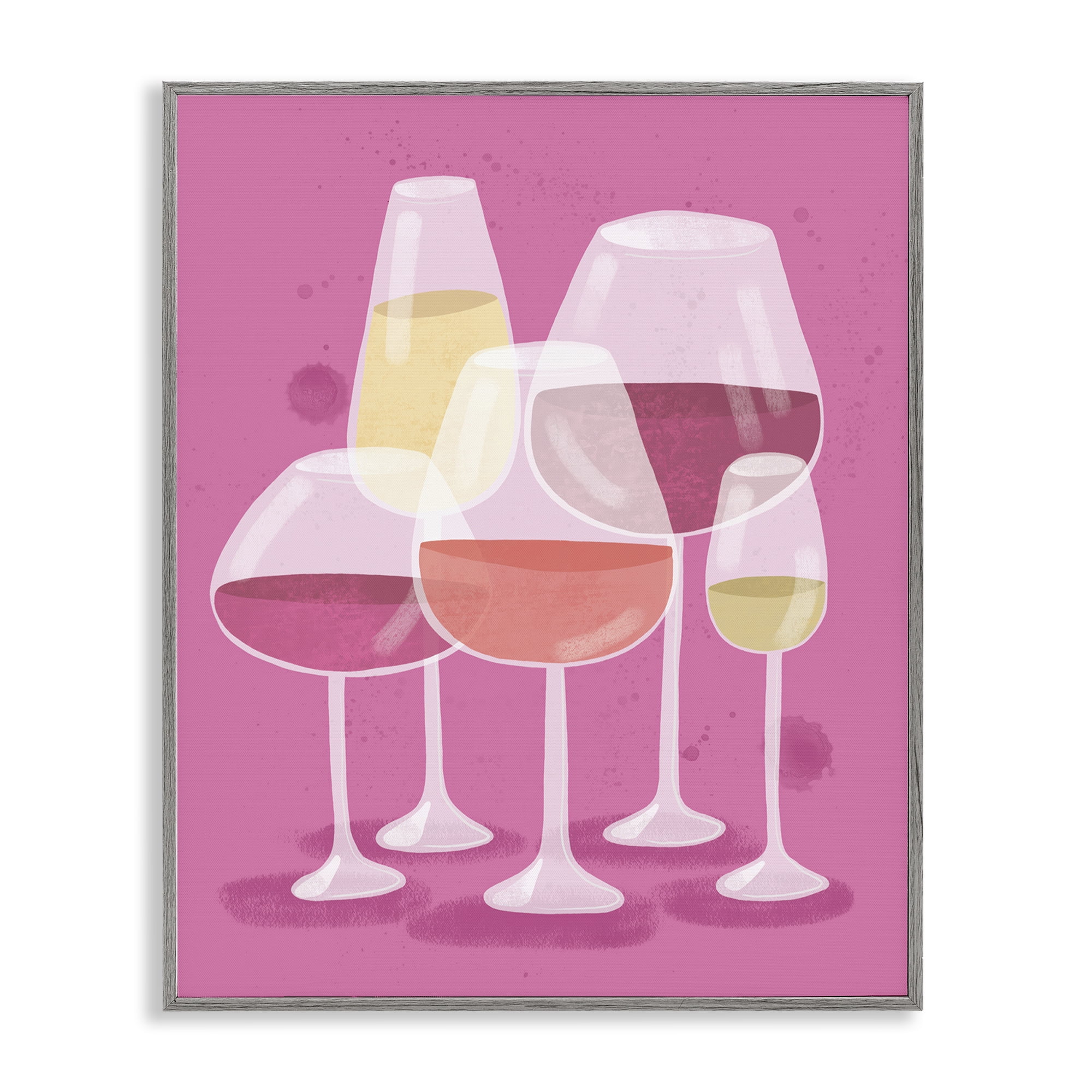 Stupell Industries Varied Wine Glasses Food & Beverage Painting Gray Framed Art Print Wall Art, 16 x 20