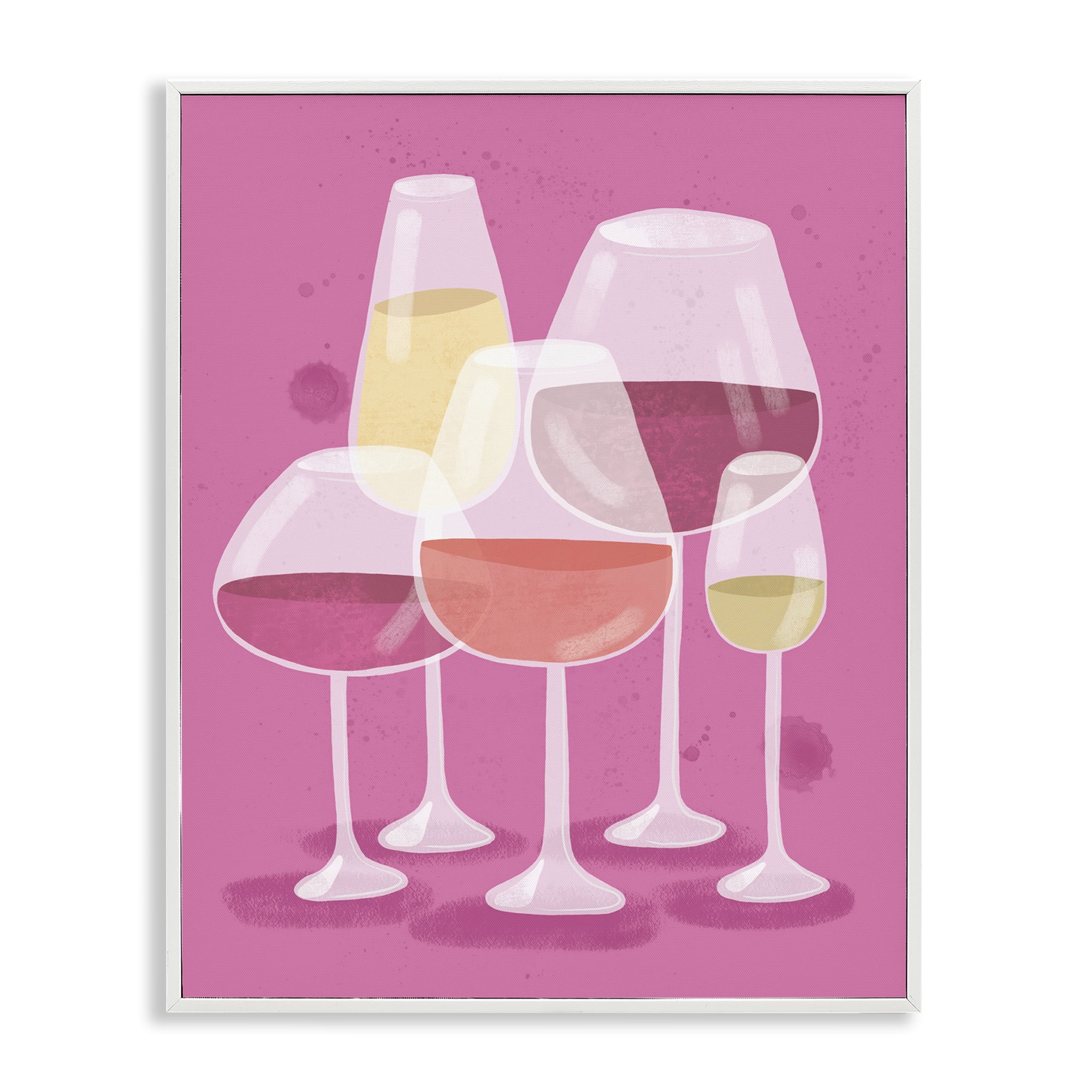Stupell Industries Varied Wine Glasses Food & Beverage Painting White Framed Art Print Wall Art, 24 x 30