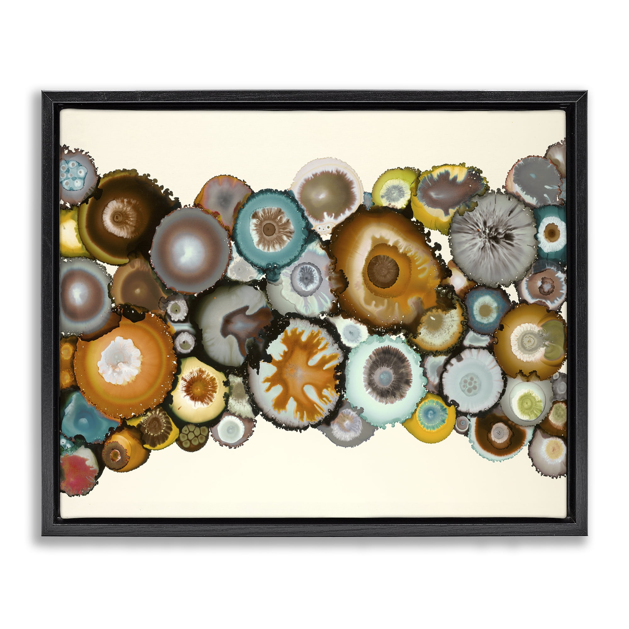 Stupell Industries Various Agate Clusters Abstract Painting Black Floater Framed Canvas Art Print Wall Art, 31 x 25