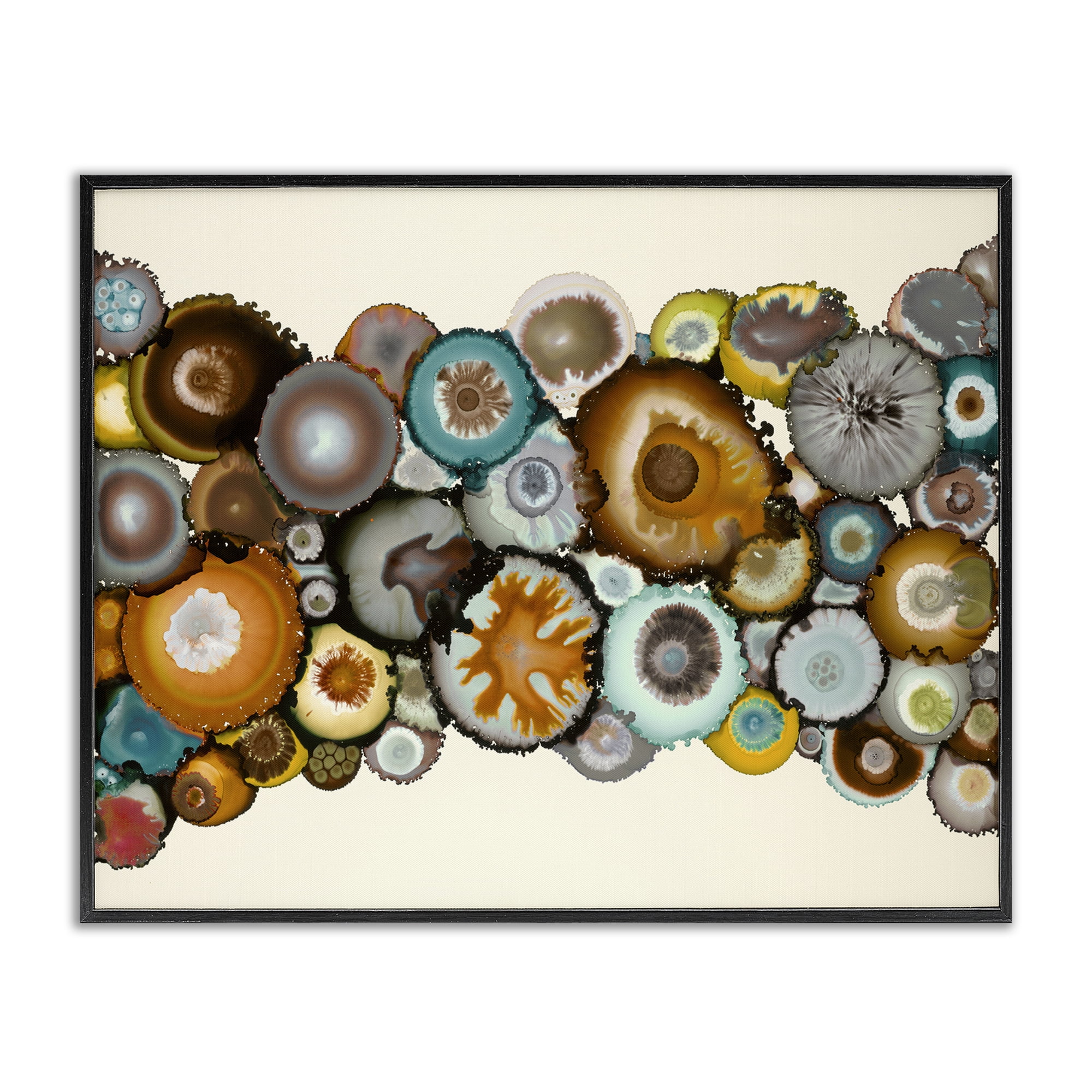 Stupell Industries Various Agate Clusters Abstract Painting Black Framed Art Print Wall Art, 14 x 11