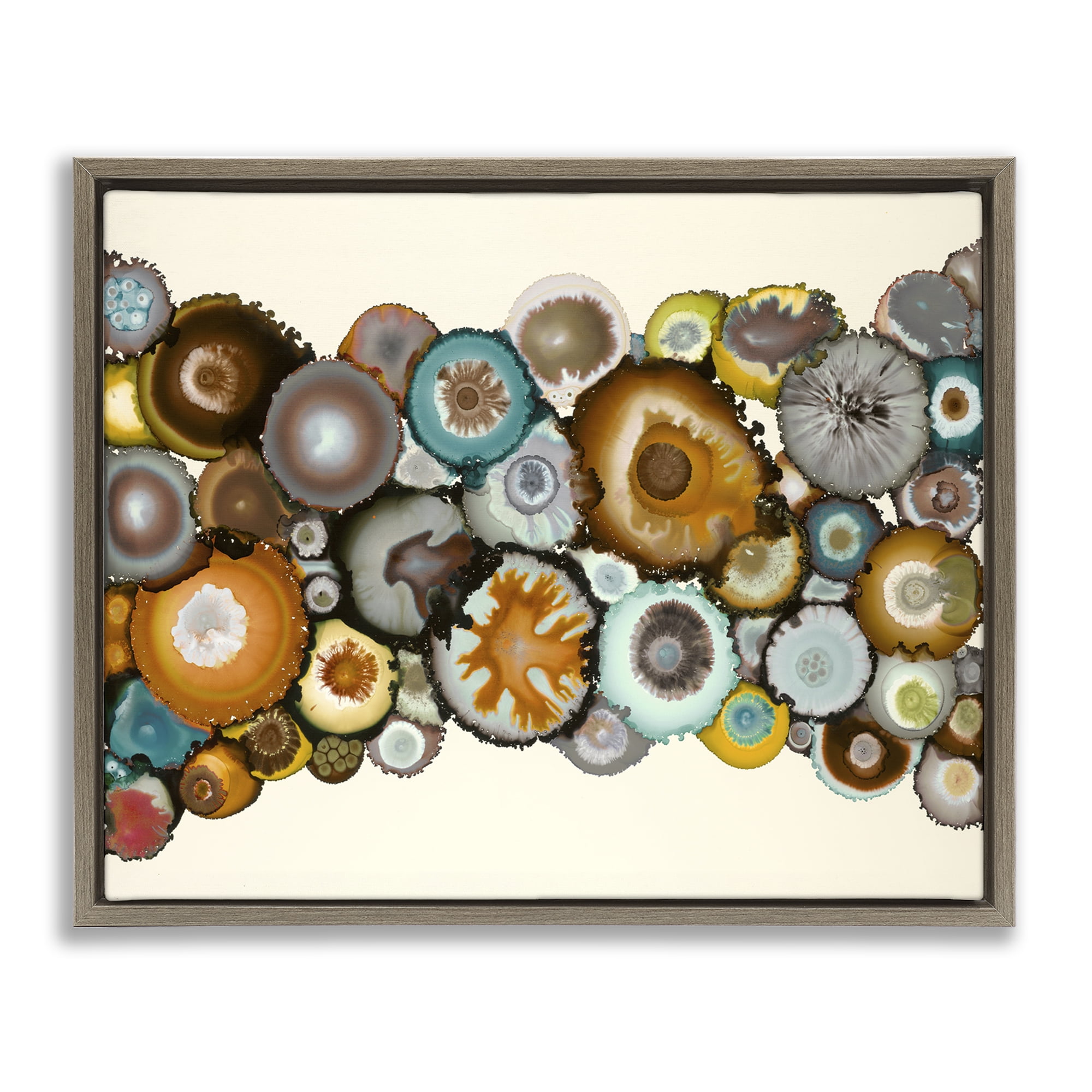 Stupell Industries Various Agate Clusters Abstract Painting Brown Floater Framed Canvas Art Print Wall Art, 31 x 25