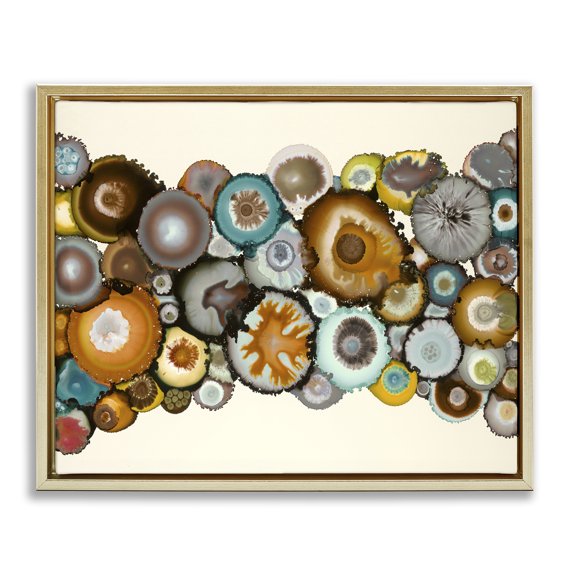 Stupell Industries Various Agate Clusters Abstract Painting Gold Floater Framed Canvas Art Print Wall Art, 21 x 17