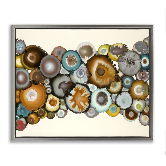 Stupell Industries Various Agate Clusters Abstract Painting Gray Floater Framed Canvas Art Print Wall Art, 21 x 17