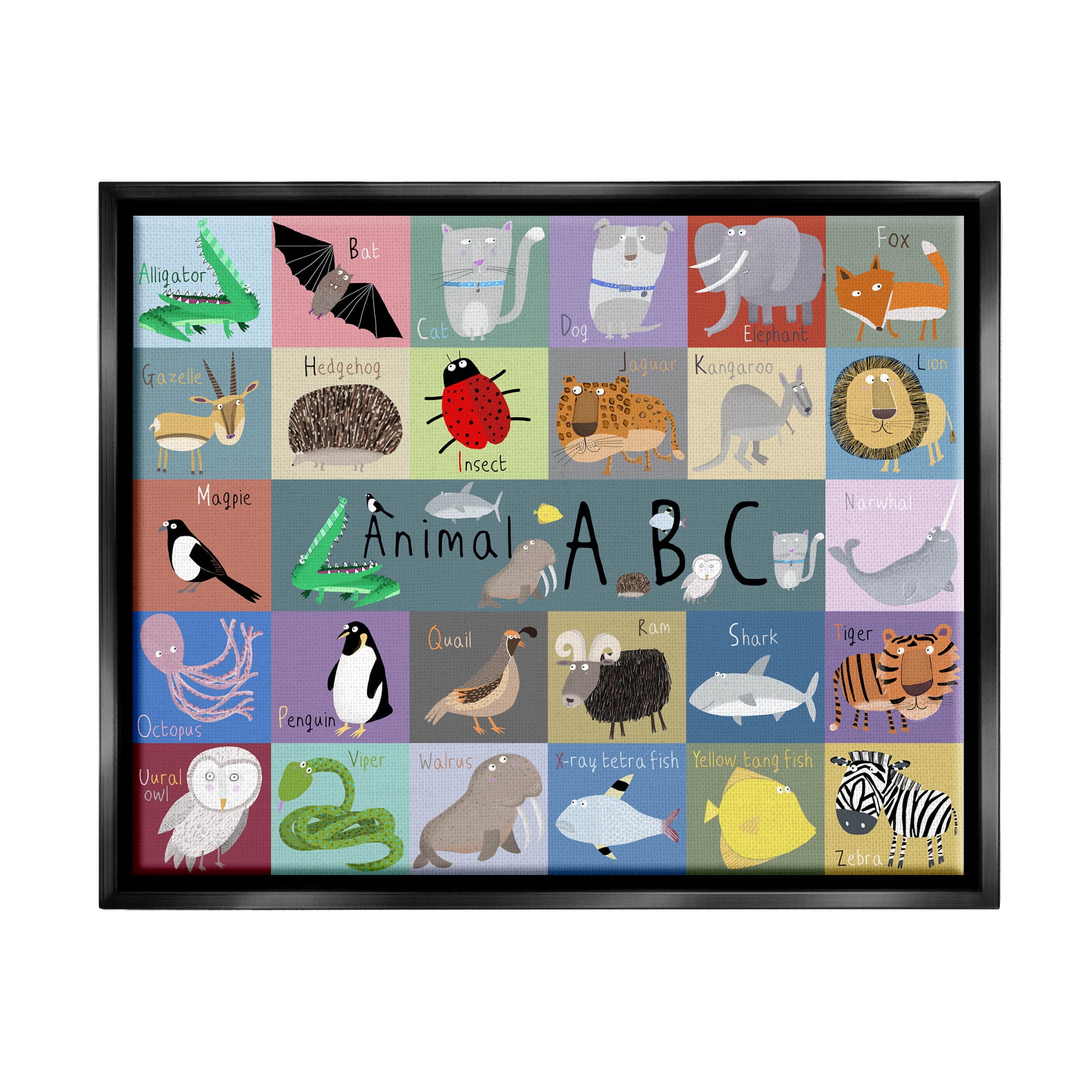 Stupell Industries Various Animal Alphabet Learning Graphic Art Jet ...
