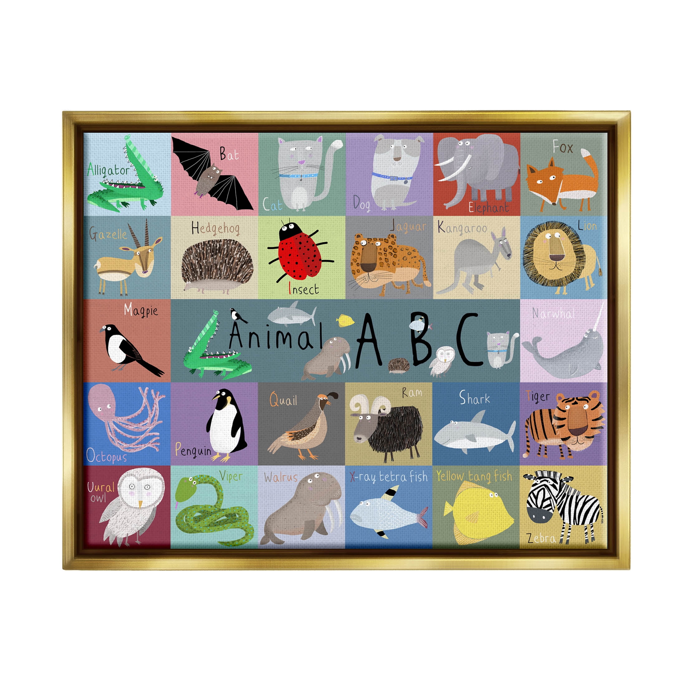 Stupell Industries Animal Alphabet Art Educational ABC Wall