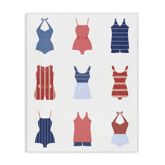 Stupell Industries Various Beach Swimsuits Beauty & Fashion Painting Gallery Wrapped Canvas Art Print Wall Art, 16 x 20