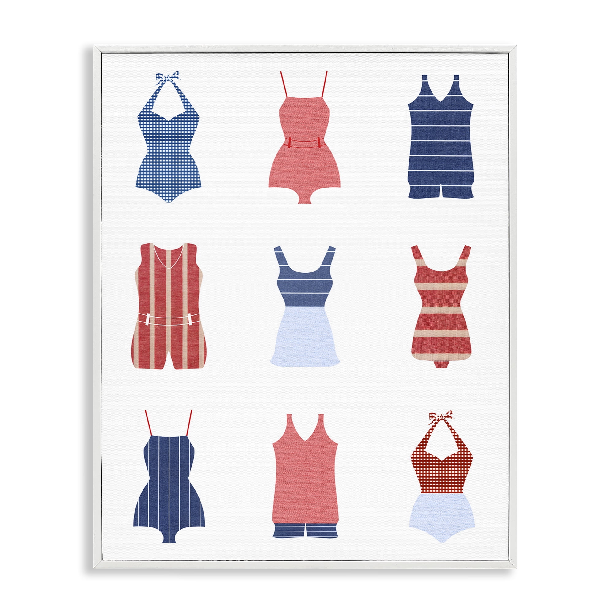 Stupell Industries Various Beach Swimsuits Beauty & Fashion Painting White Framed Art Print Wall Art, 24 x 30