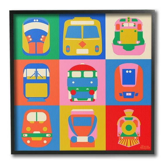 Stupell Industries Various Bold Vehicles Transportation Painting Black Framed Art Print Wall Art, 12 x 12