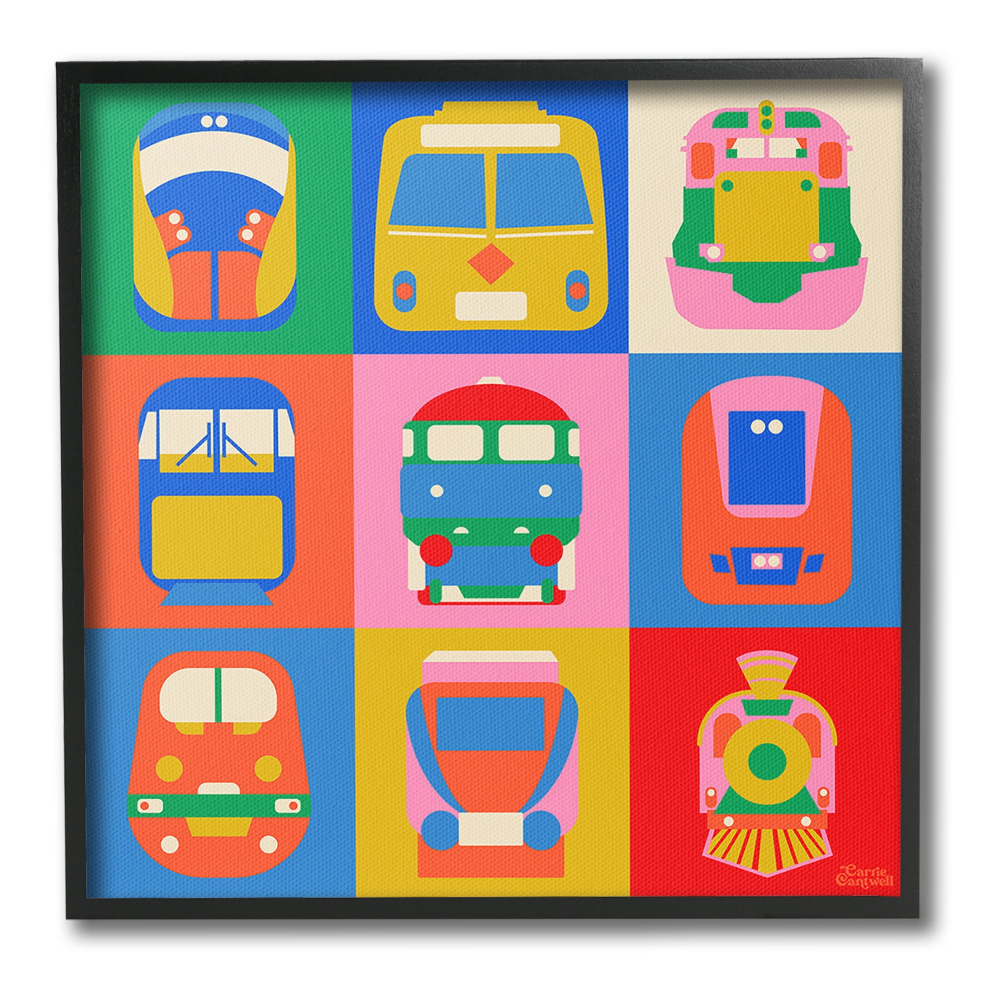 Stupell Industries Various Bold Vehicles Transportation Painting Black Framed Art Print Wall Art, 17 x 17