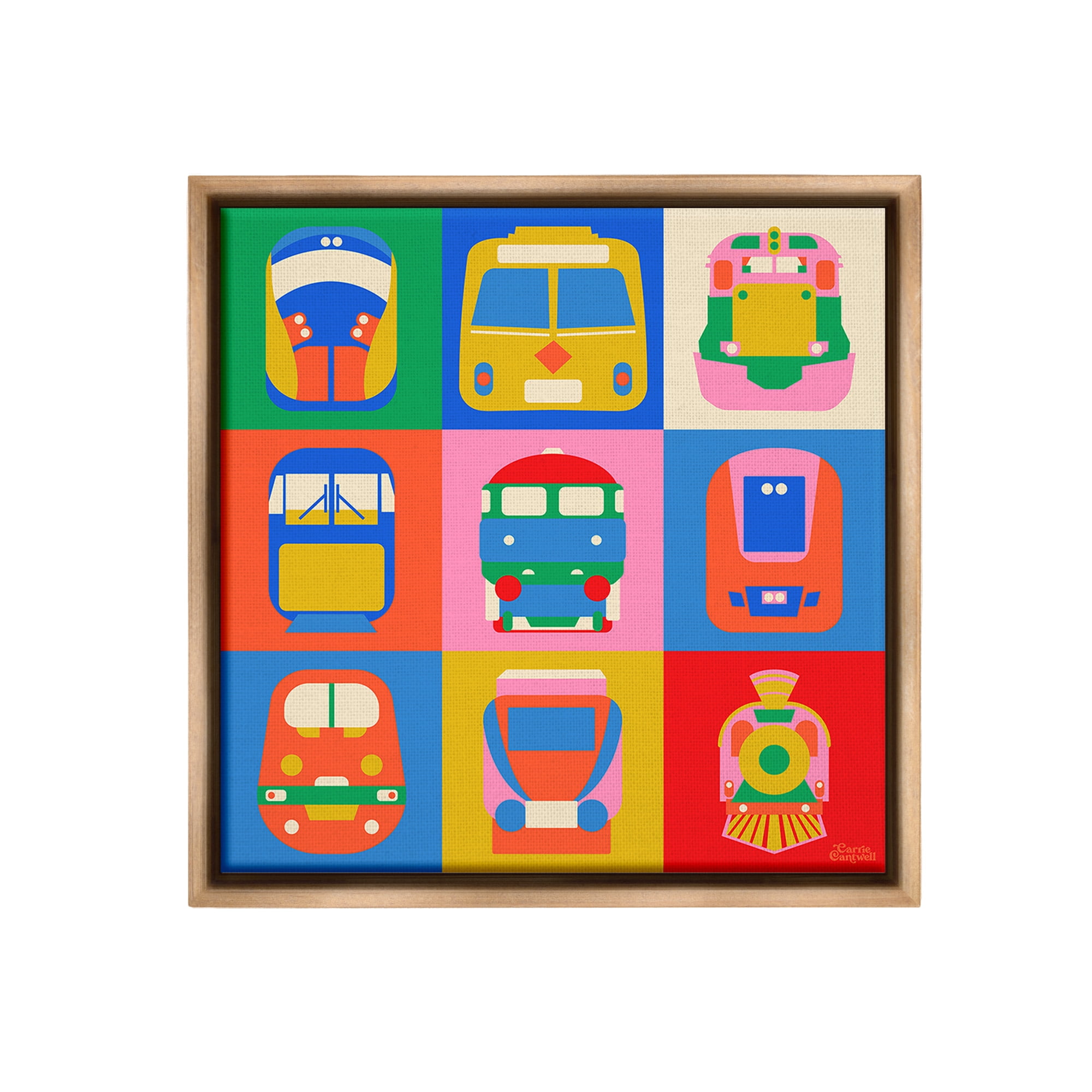Stupell Industries Various Bold Vehicles Transportation Painting Brown Floater Framed Canvas Art Print Wall Art, 25 x 25
