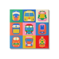 Stupell Industries Various Bold Vehicles Transportation Painting Gallery Wrapped Canvas Art Print Wall Art, 17 x 17