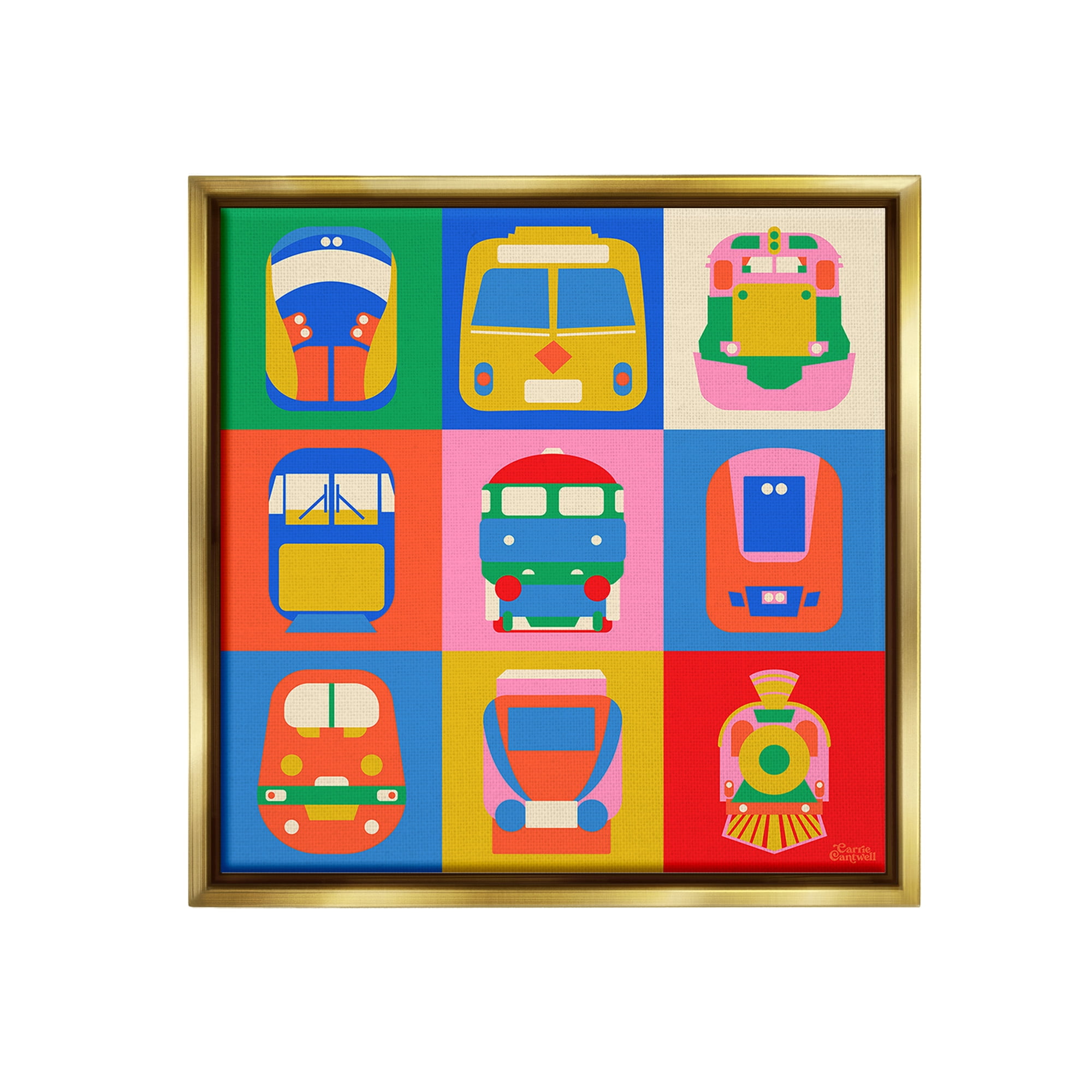 Stupell Industries Various Bold Vehicles Transportation Painting Gold Floater Framed Canvas Art Print Wall Art, 18 x 18